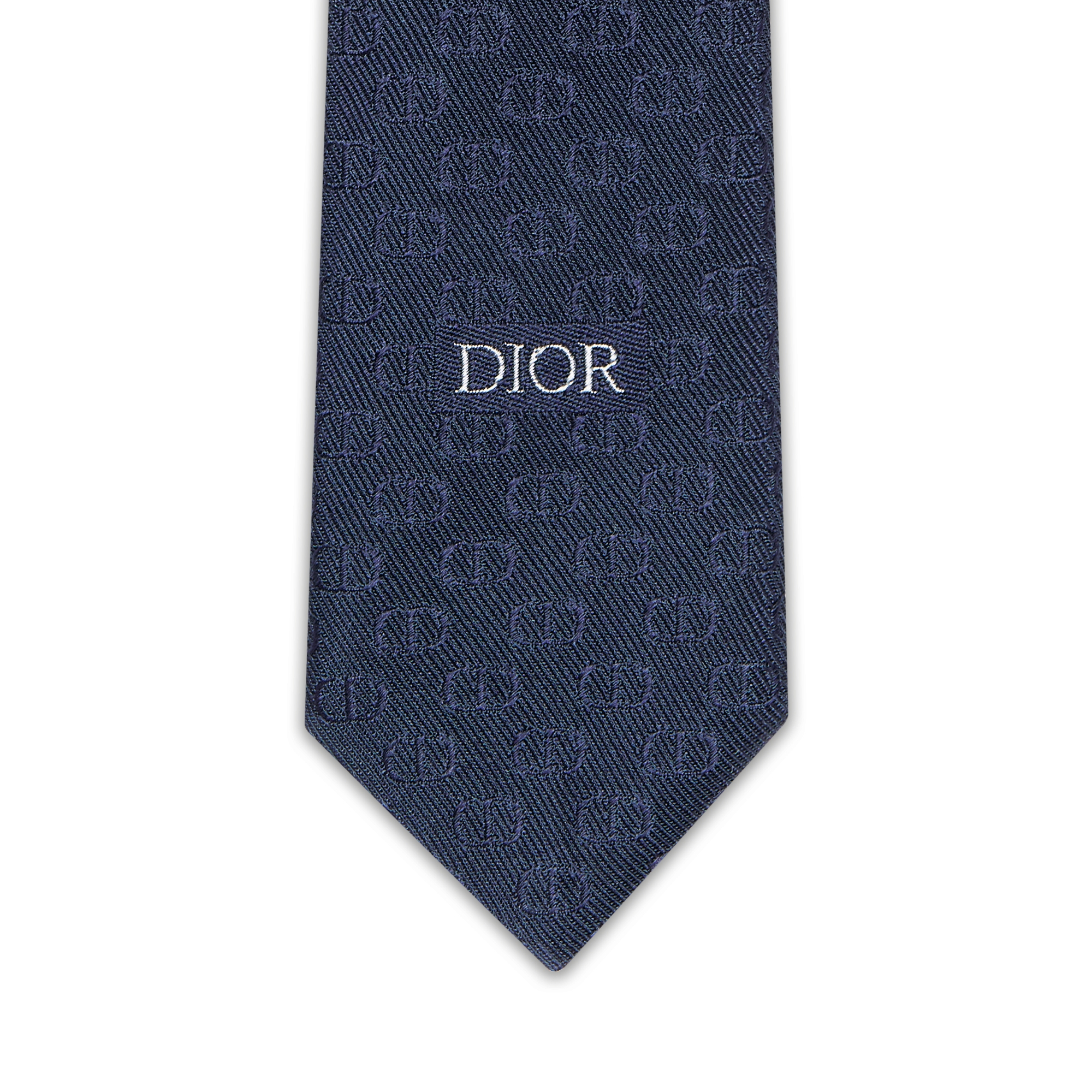 领带 海军蓝色桑蚕丝面料 CD Icon 图案 E09