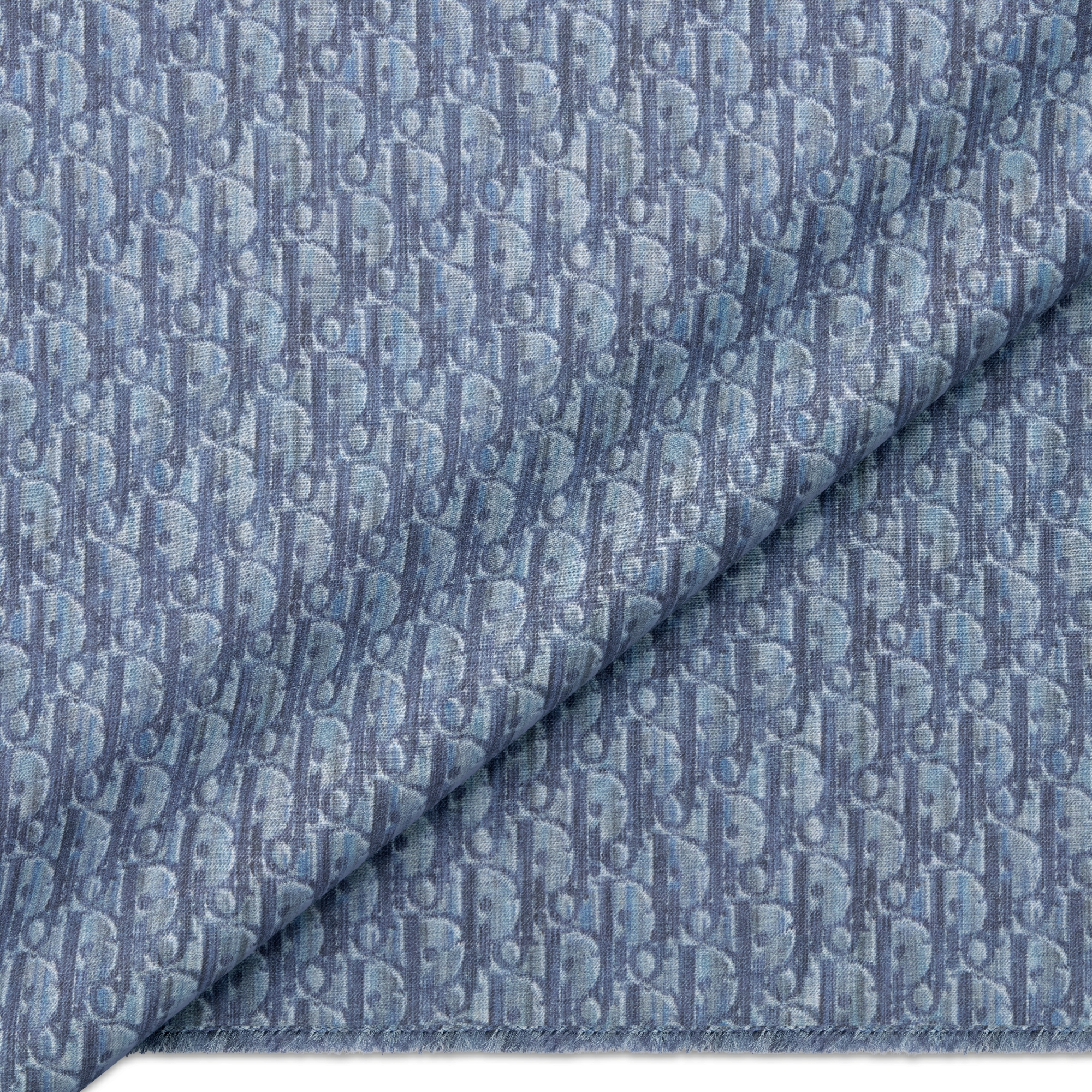 Dior 印花披肩 蓝色棉质和桑蚕丝混纺面料 Oblique 印花 E09