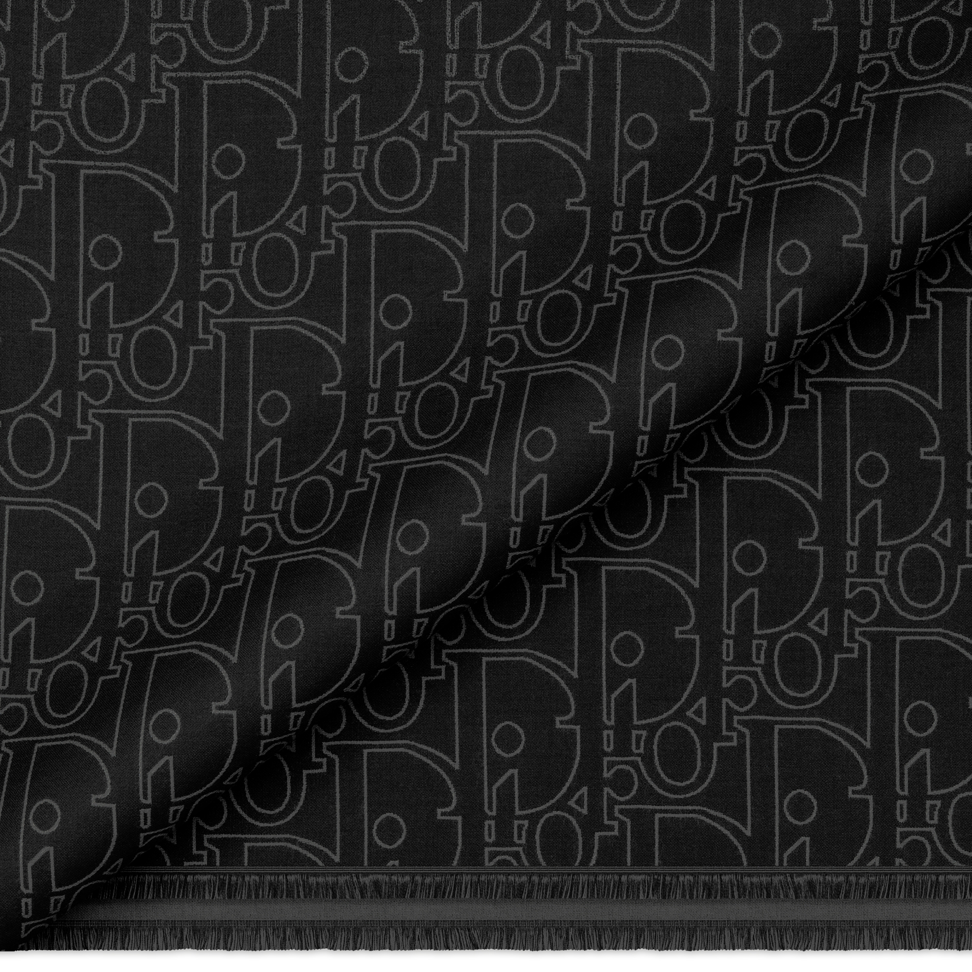 Dior 印花围巾 黑色和灰色绵羊毛和桑蚕丝混纺面料渐变 Dior Gravity 图案 E09