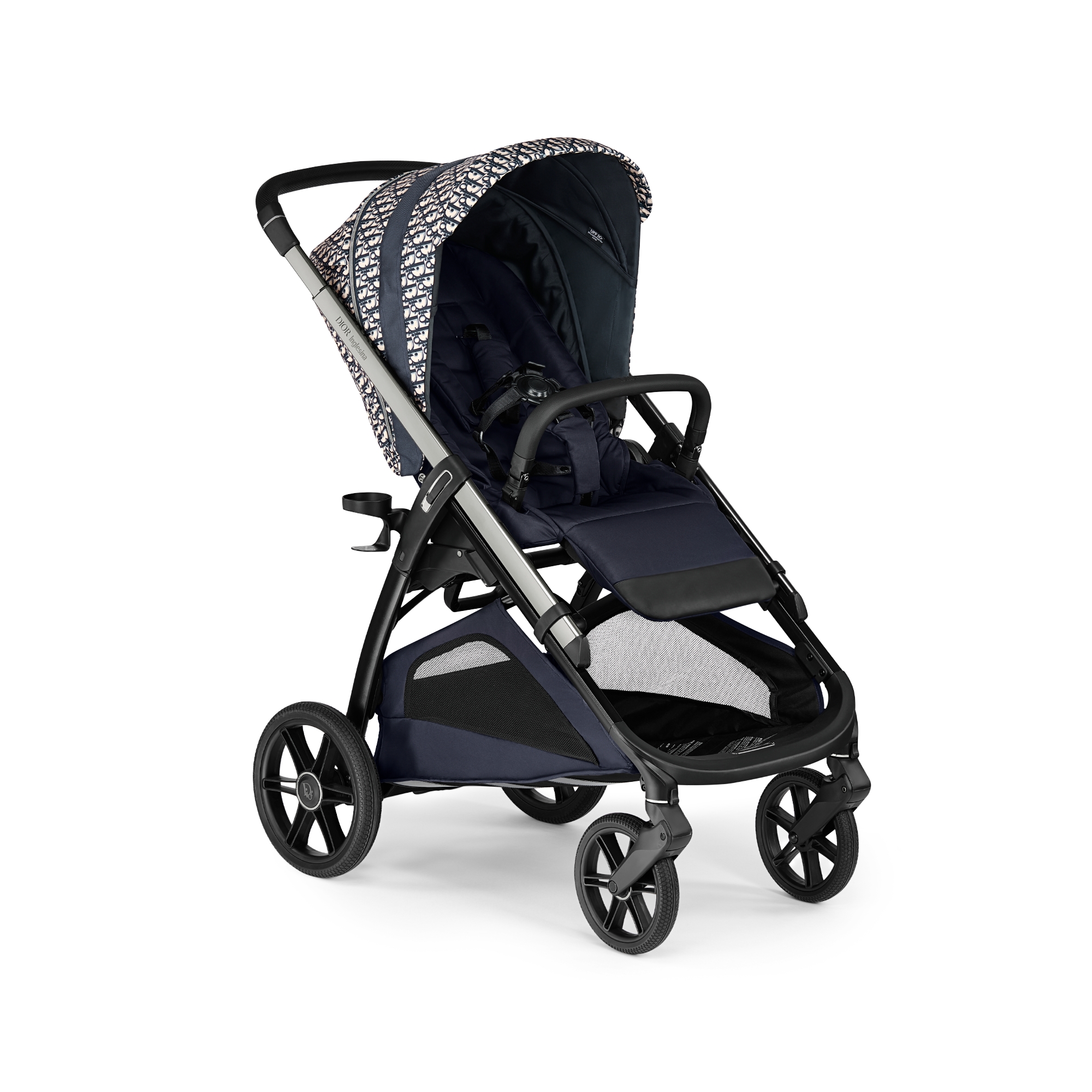 婴儿车 蓝色和米色防水效果面料 Oblique 印花 E03