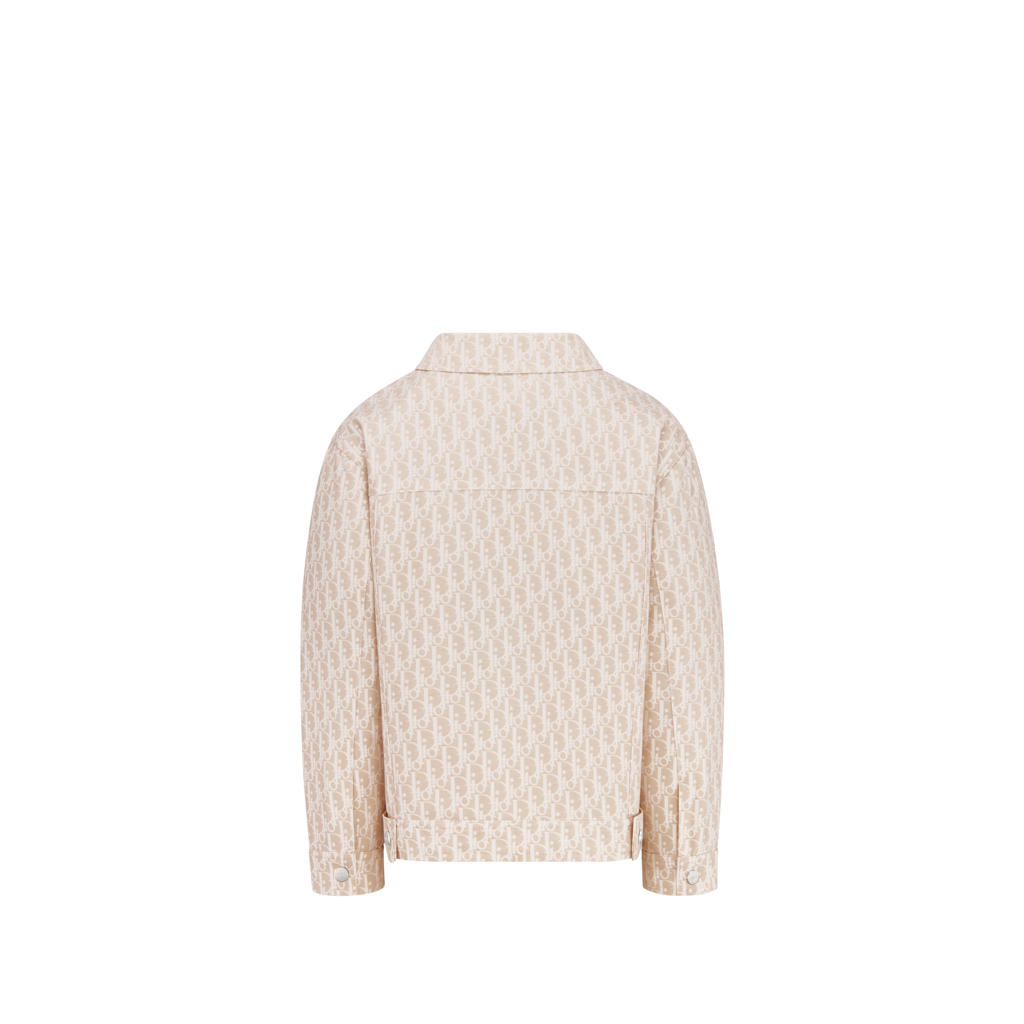 儿童夹克 米色棉质方平针织面料象牙色 Oblique 印花 E08