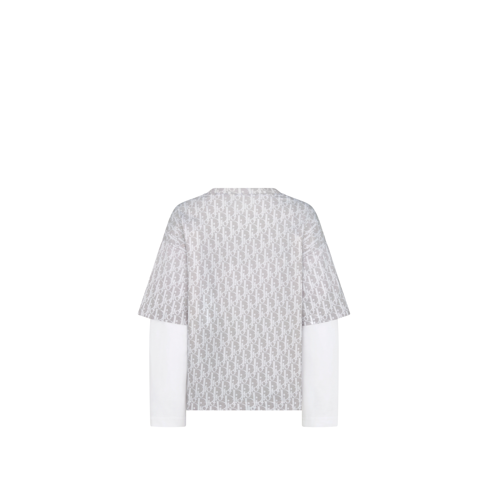 儿童长袖 T 恤 灰色和米色棉质平纹针织面料 Oblique 印花渐变效果 E08