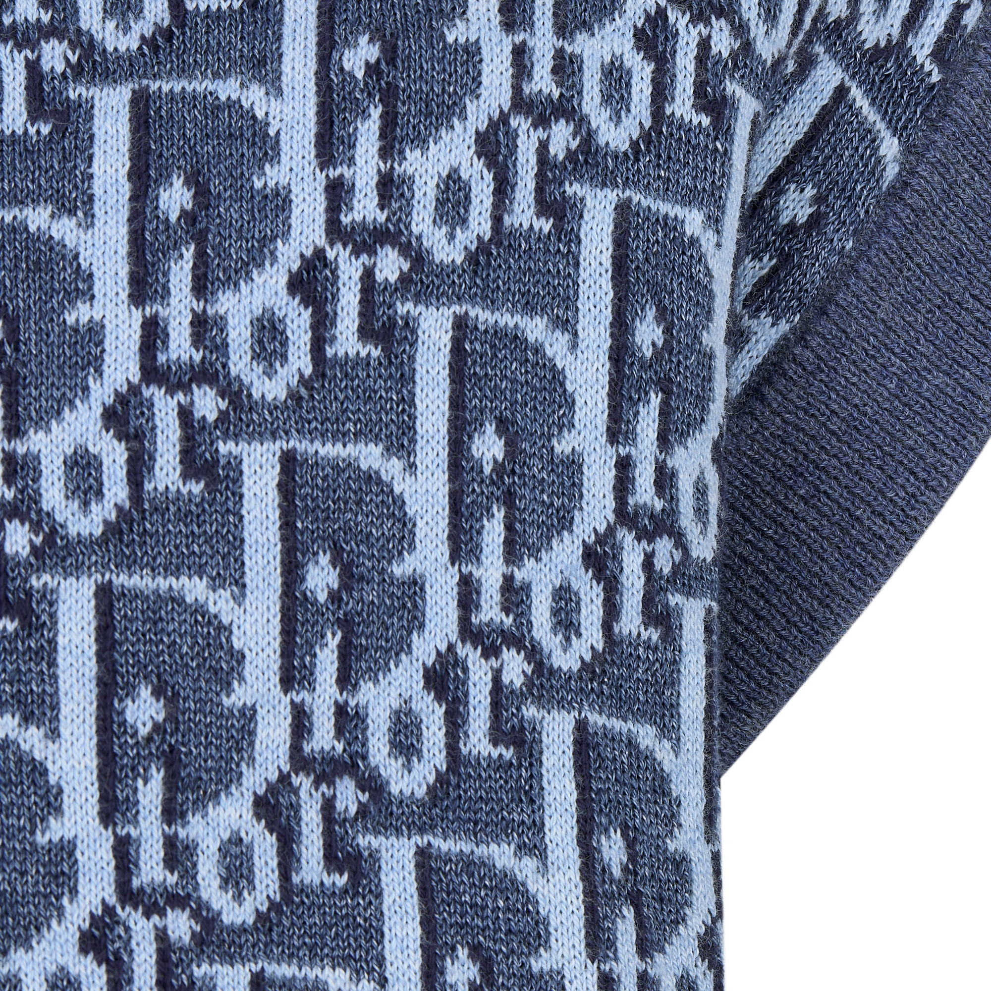 儿童针织背心 蓝色棉质和亚麻混纺针织提花面料 Oblique 印花 E09