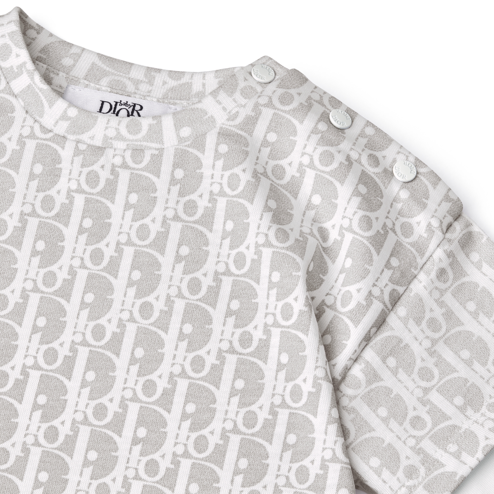 婴幼儿长袖 T 恤 灰色和米色棉质平纹针织面料 Oblique 印花渐变效果 E09