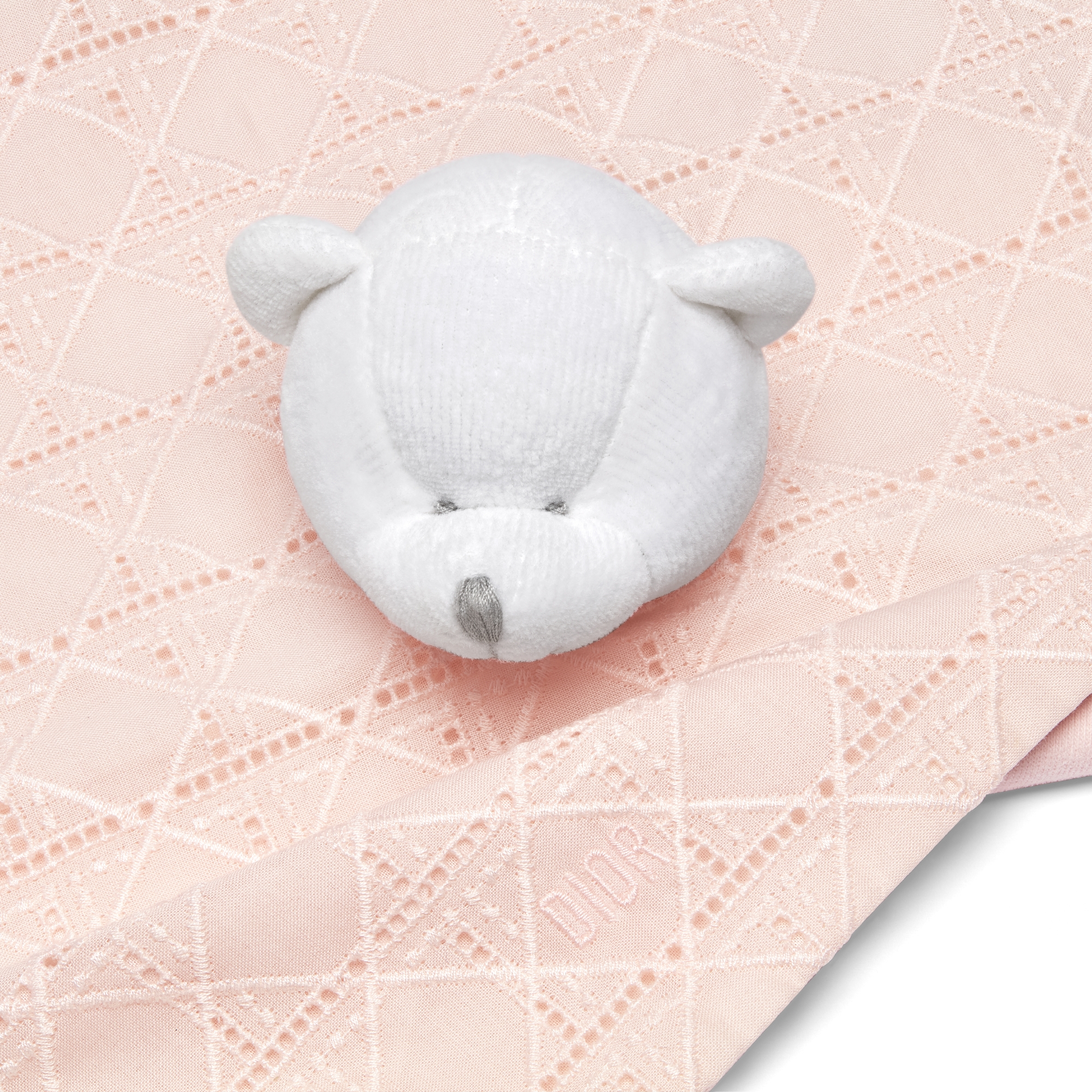 可爱小熊婴儿毯 淡粉色棉纱和平纹针织面料藤格纹 E09