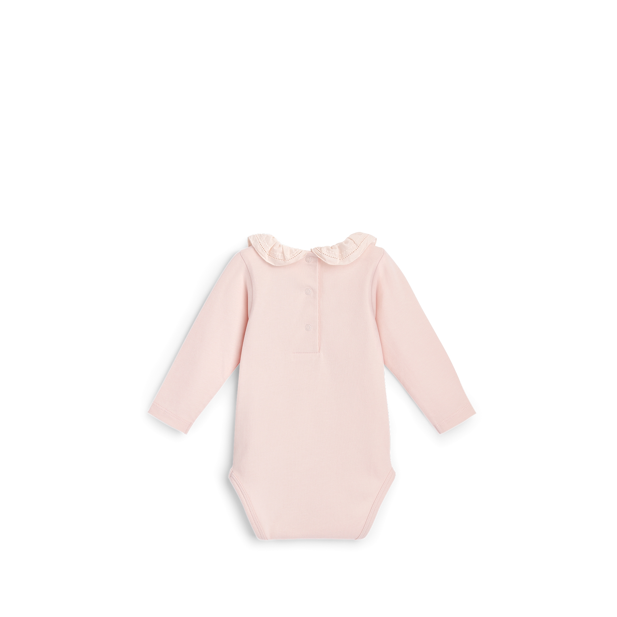 婴儿长袖连体衣 淡粉色棉质混纺平纹针织面料 E08