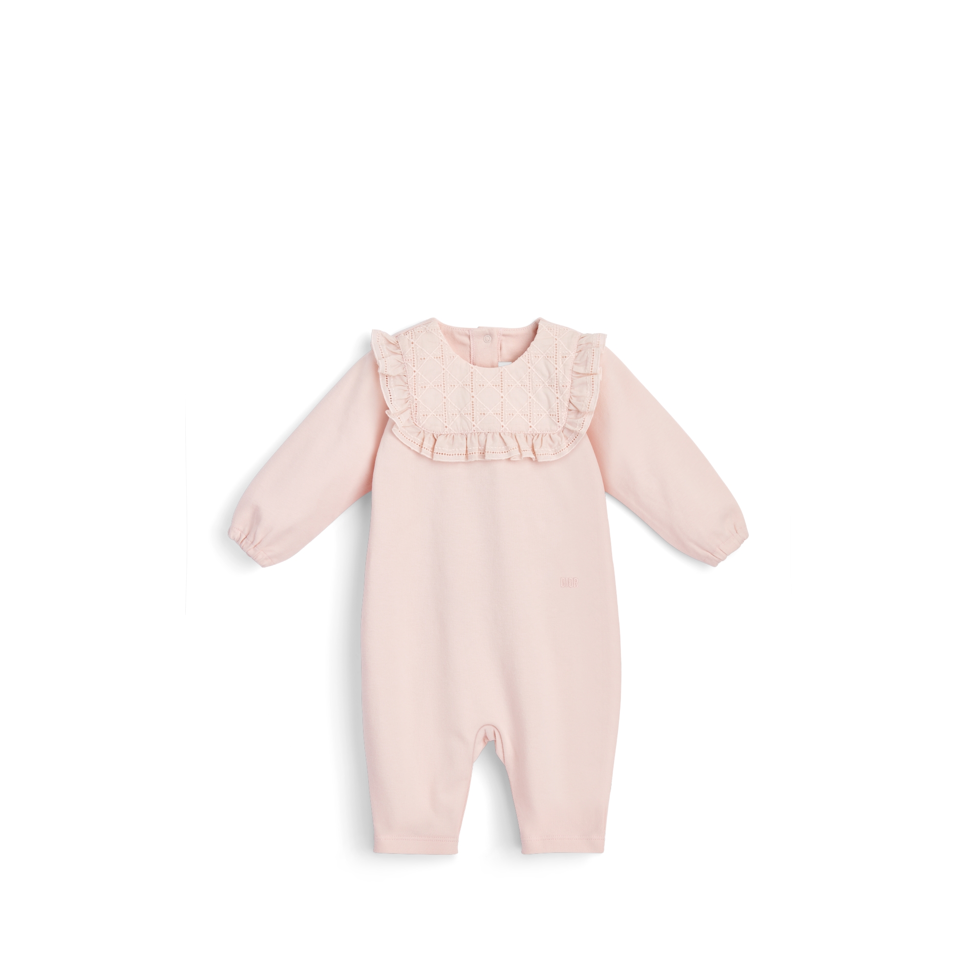 新生儿礼品套装 淡粉色棉质混纺平纹针织和薄纱面料藤格纹 E02