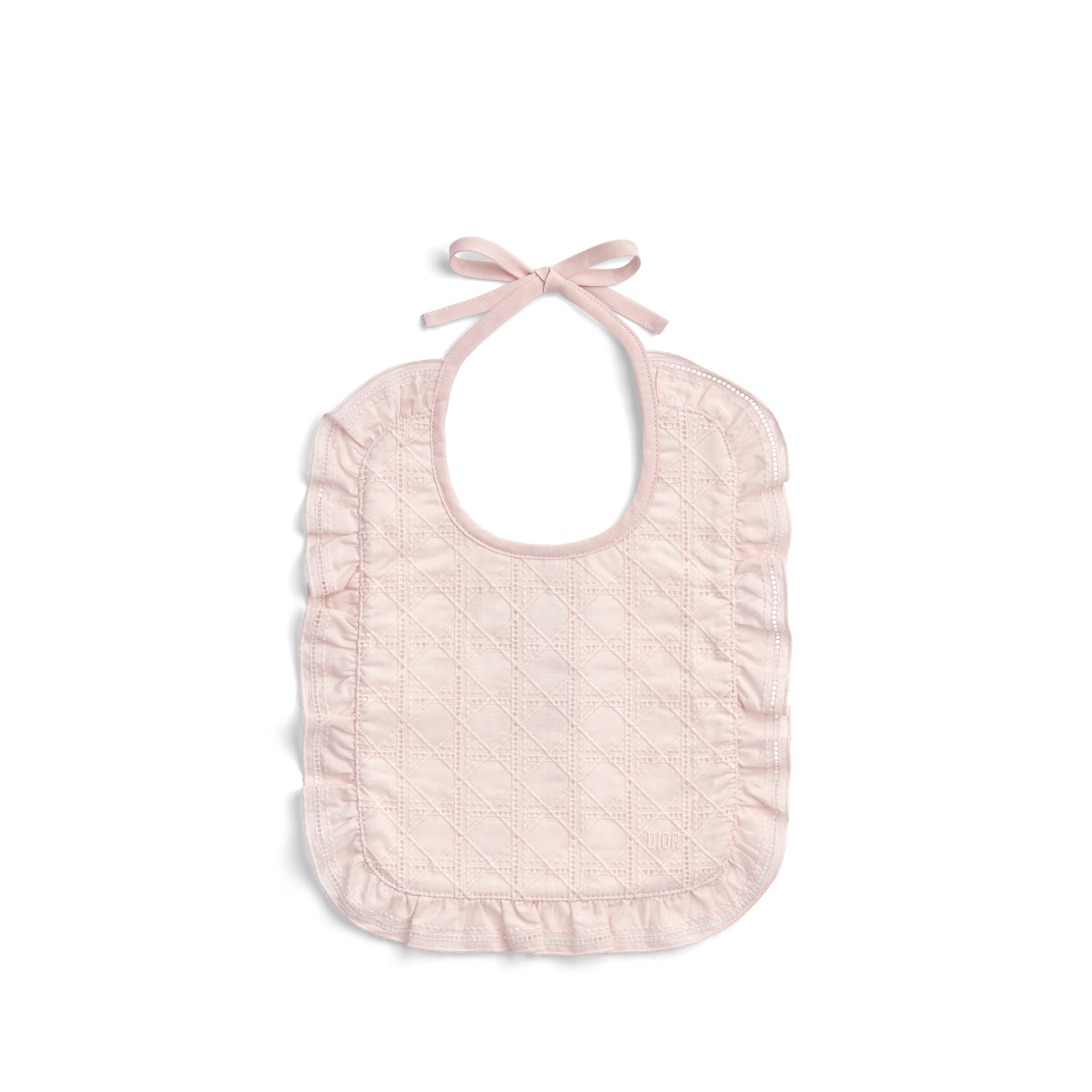 新生儿礼品套装 淡粉色棉质混纺平纹针织和薄纱面料藤格纹 E04