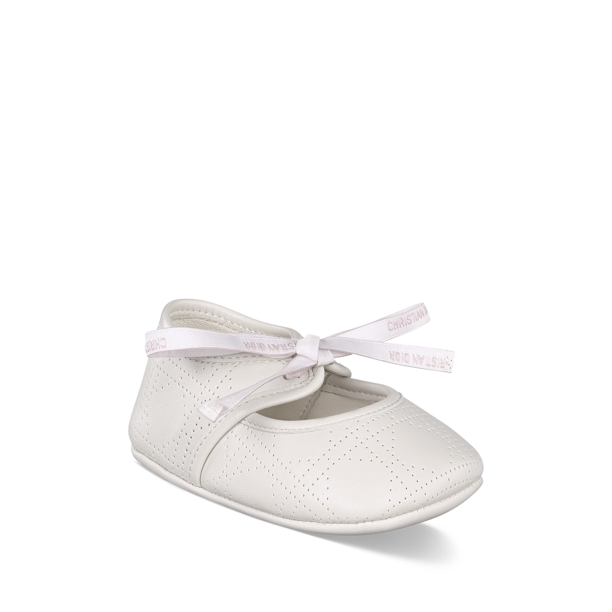 婴幼儿拖鞋 象牙色羊皮革藤格纹 E03