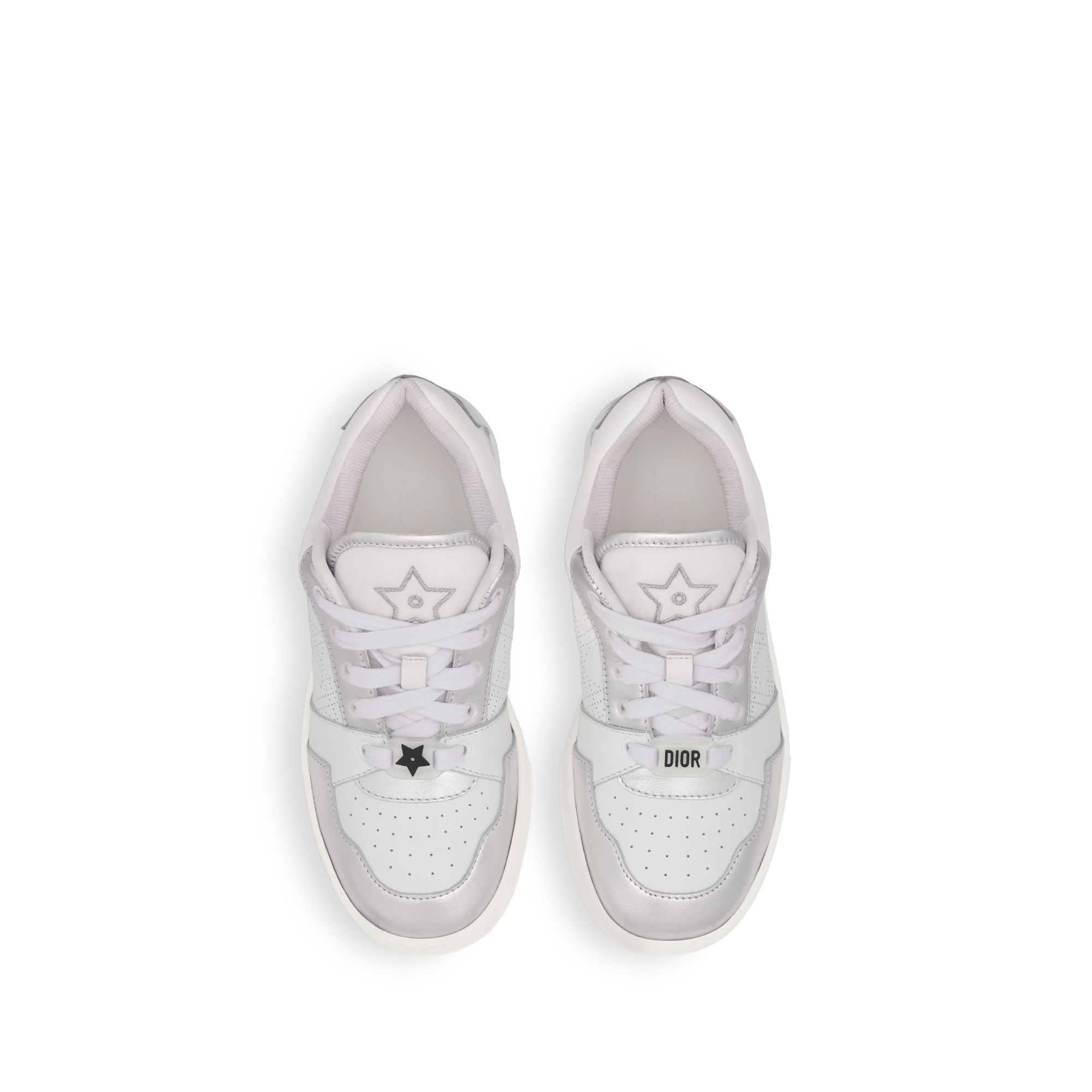 儿童低帮运动鞋 象牙色和银色调金属光泽牛皮革 E06