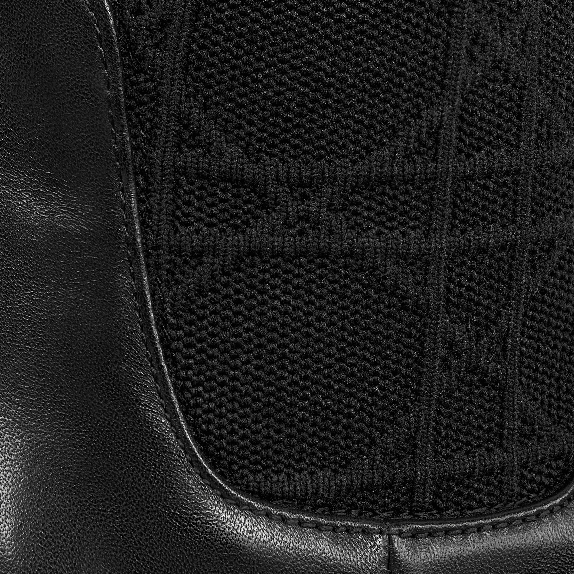 靴子儿童款 黑色提花针织面料和牛皮革藤格纹 E09