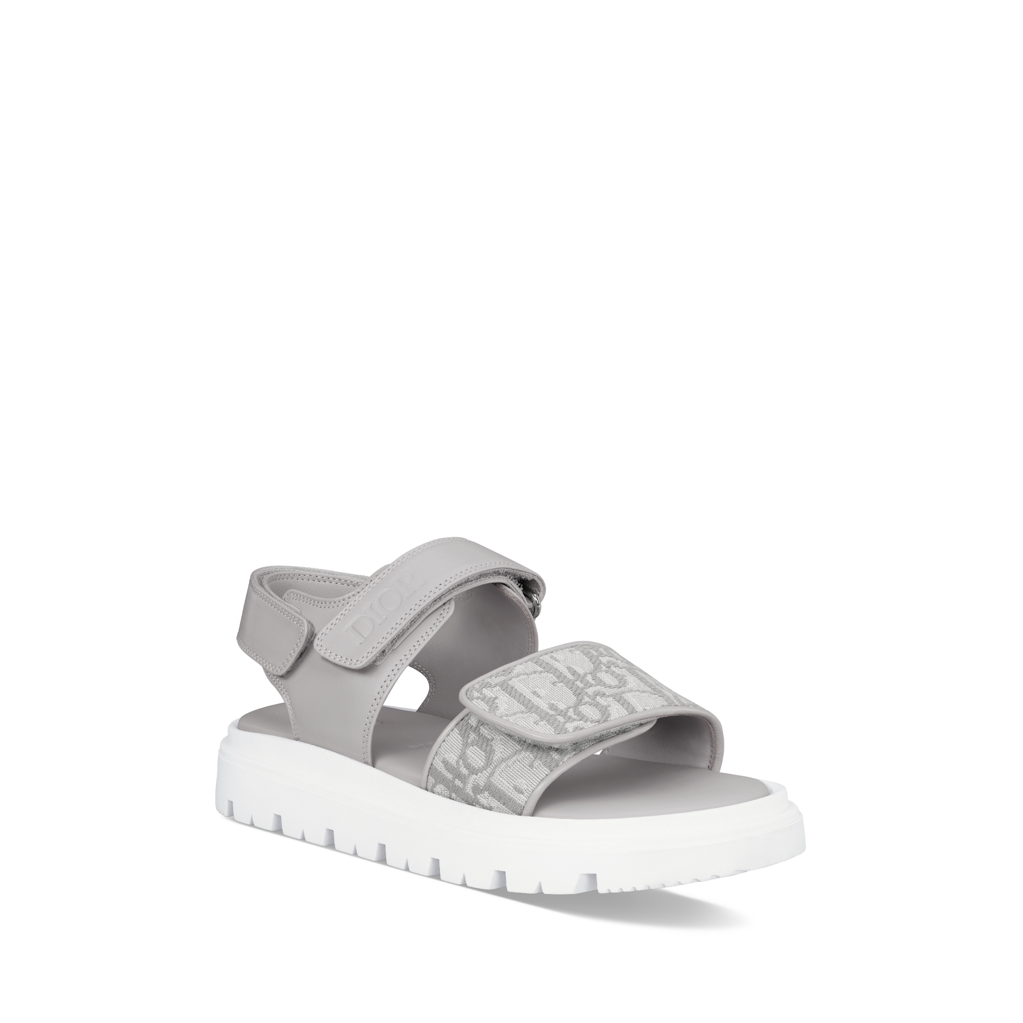 凉鞋儿童款 灰色牛皮革和 Oblique 印花 E03