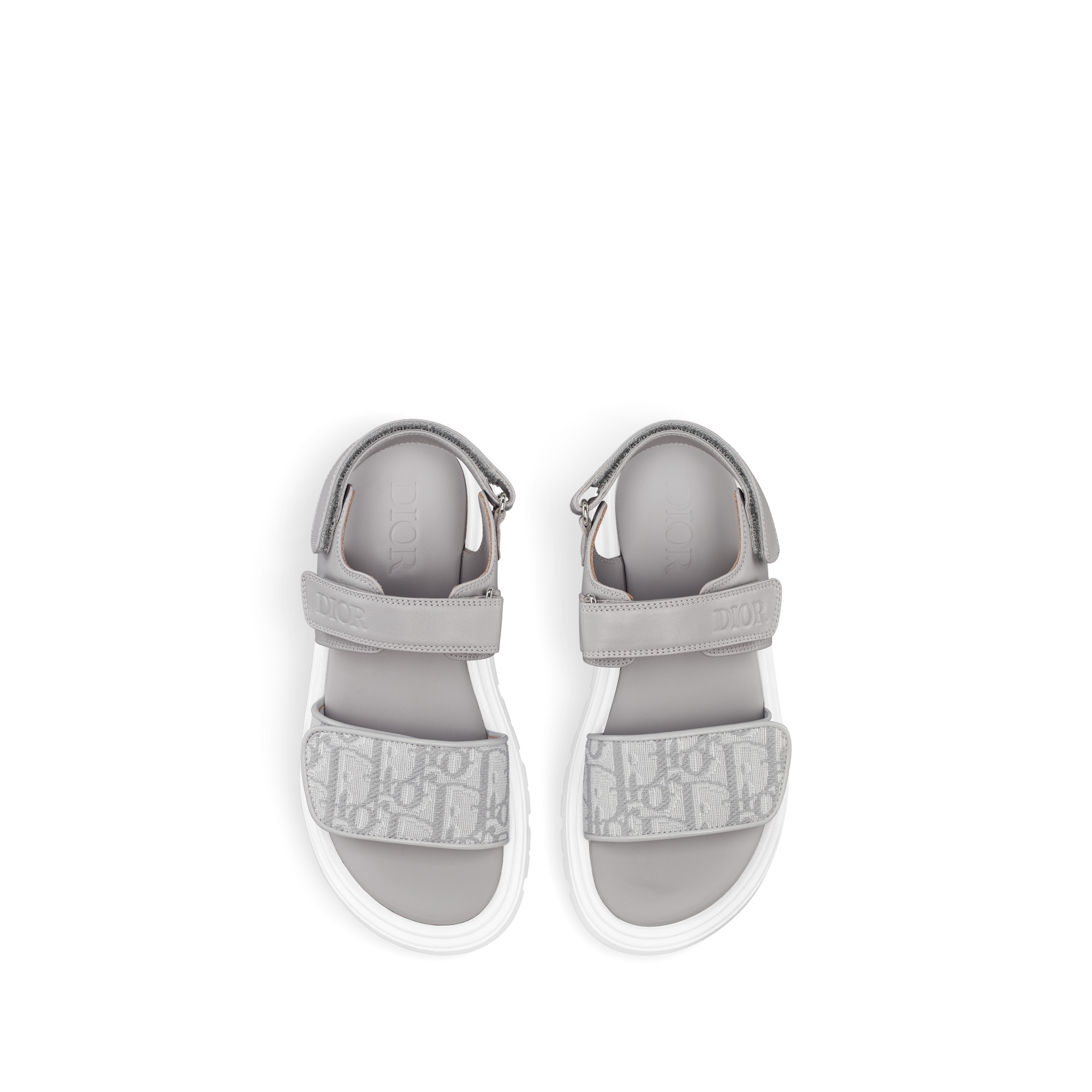 凉鞋儿童款 灰色牛皮革和 Oblique 印花 E06