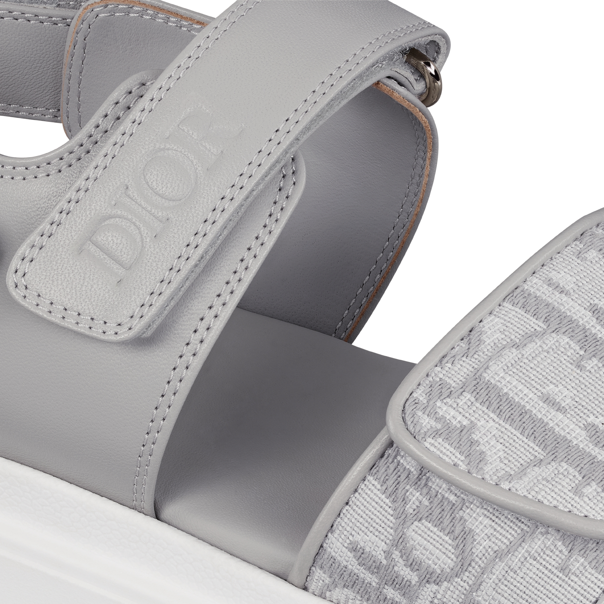 凉鞋儿童款 灰色牛皮革和 Oblique 印花 E09