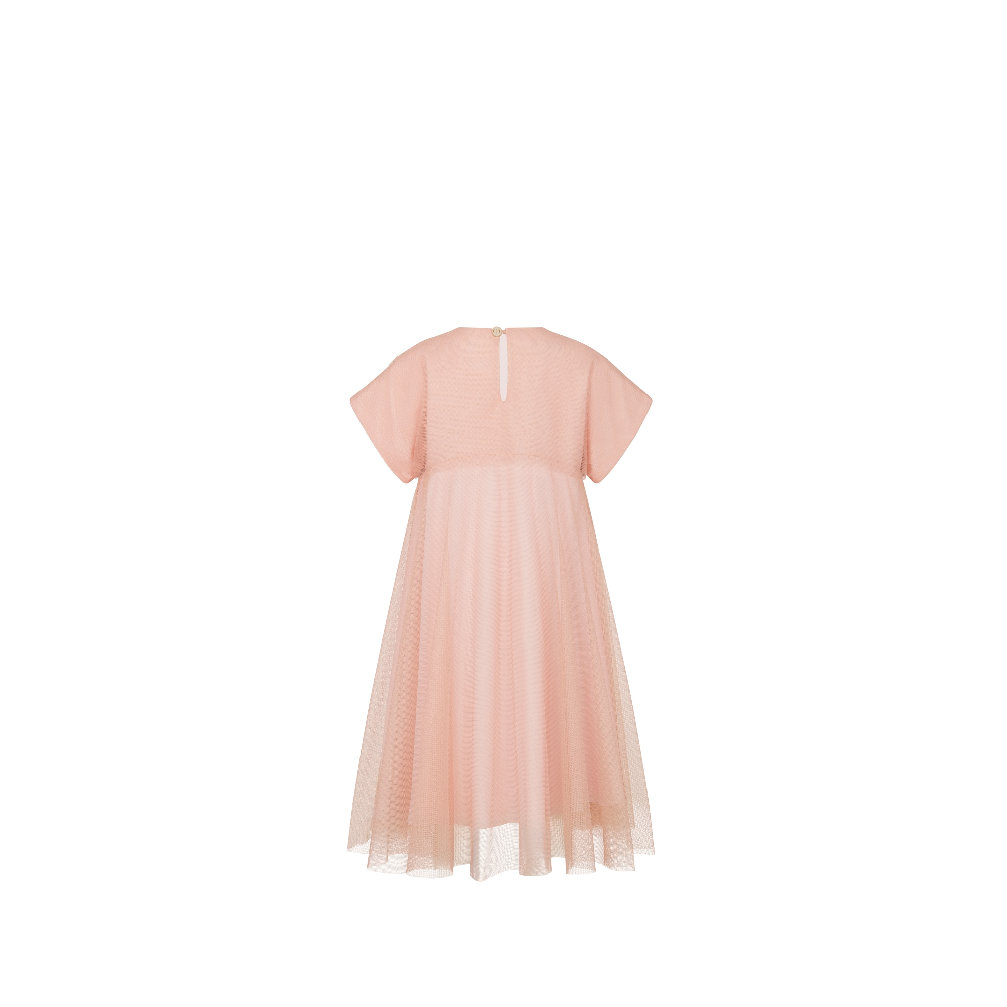 儿童喇叭形连衣裙 粉色金属光泽薄纱 E08