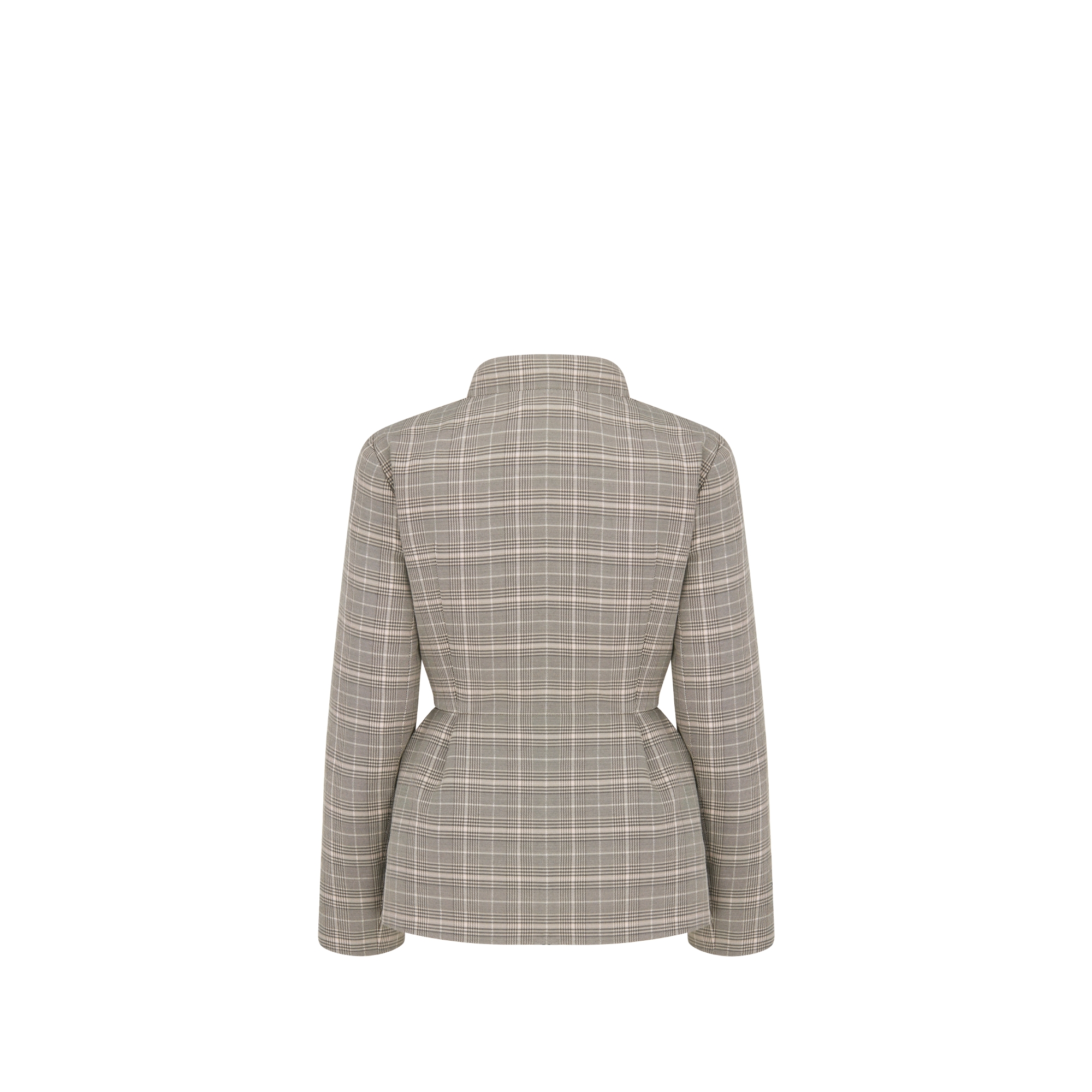 儿童经典西装外套 灰色、粉色和银色调绵羊毛混纺面料威尔士亲王格纹图案 E08