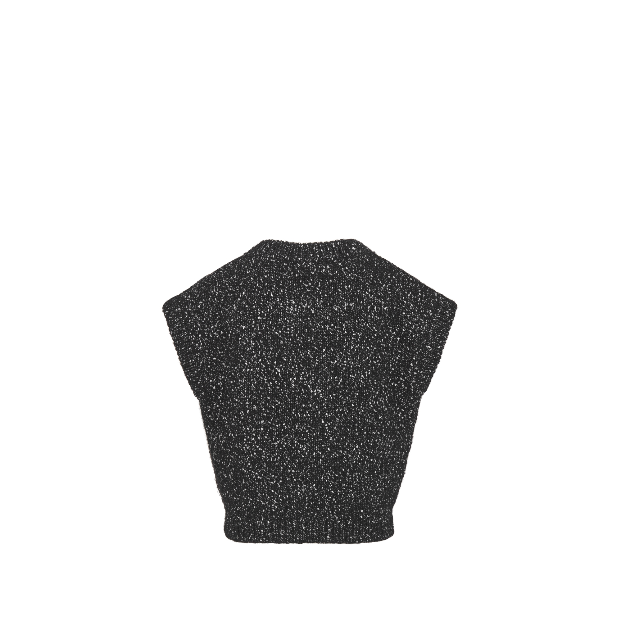 儿童针织背心 黑色和白色棉质混纺混色针织面料粗花呢效果 E08