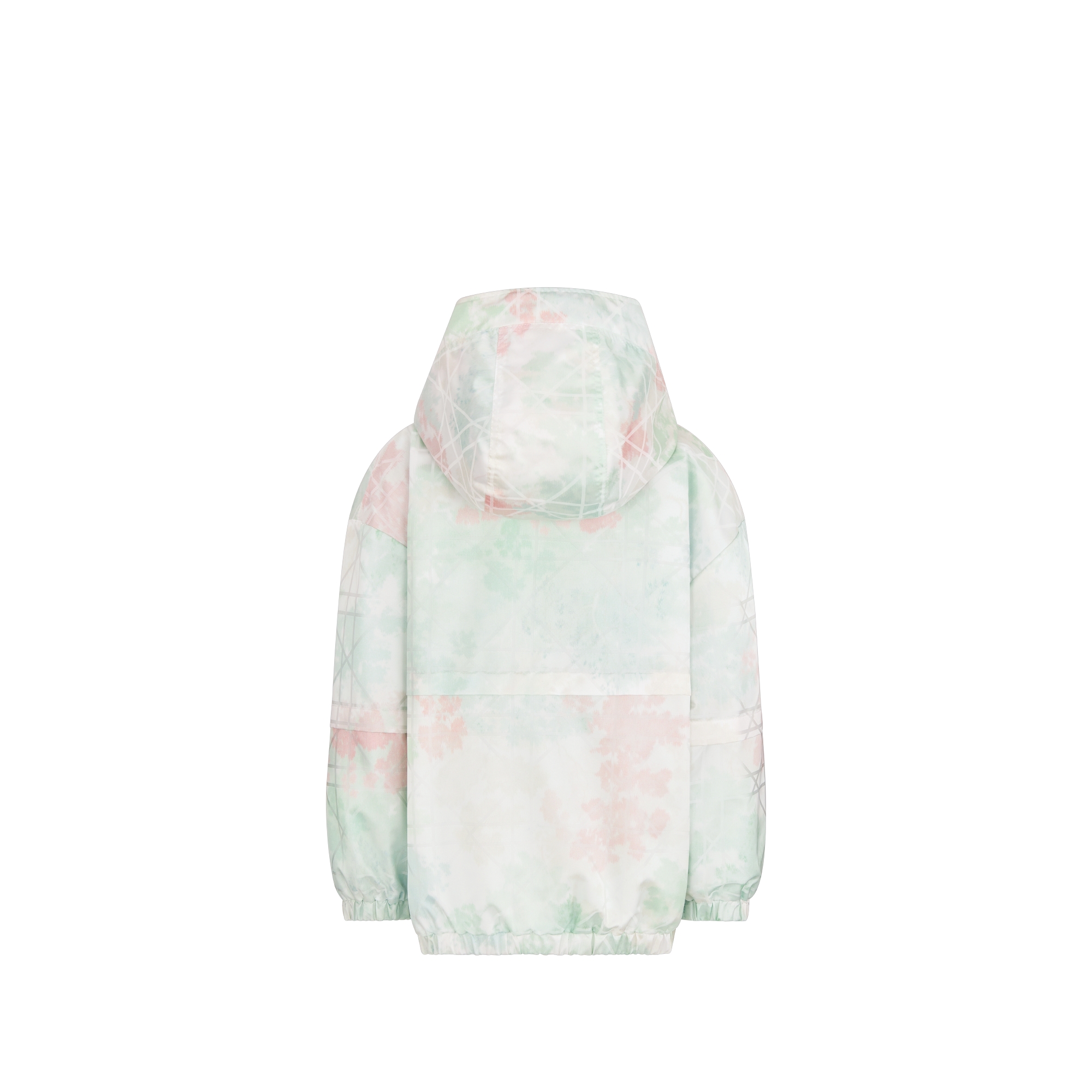 儿童连帽防风夹克 象牙色防水效果科技面料多色迷彩效果藤格纹 E08