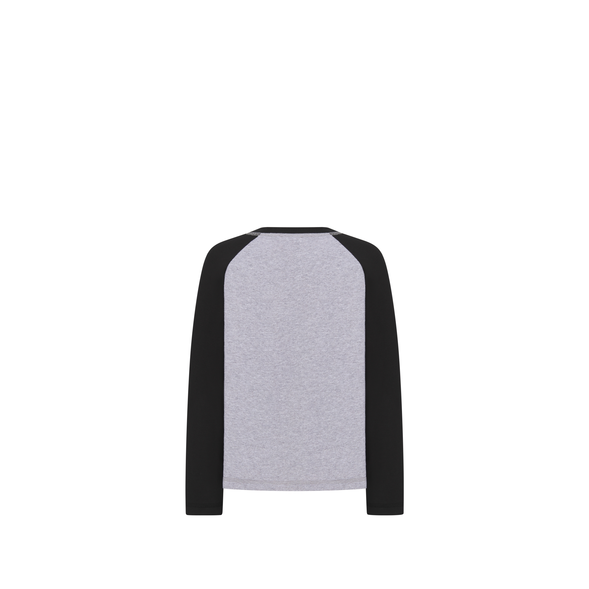 儿童长袖 T 恤 灰色和黑色棉质混纺平纹针织面料 E08