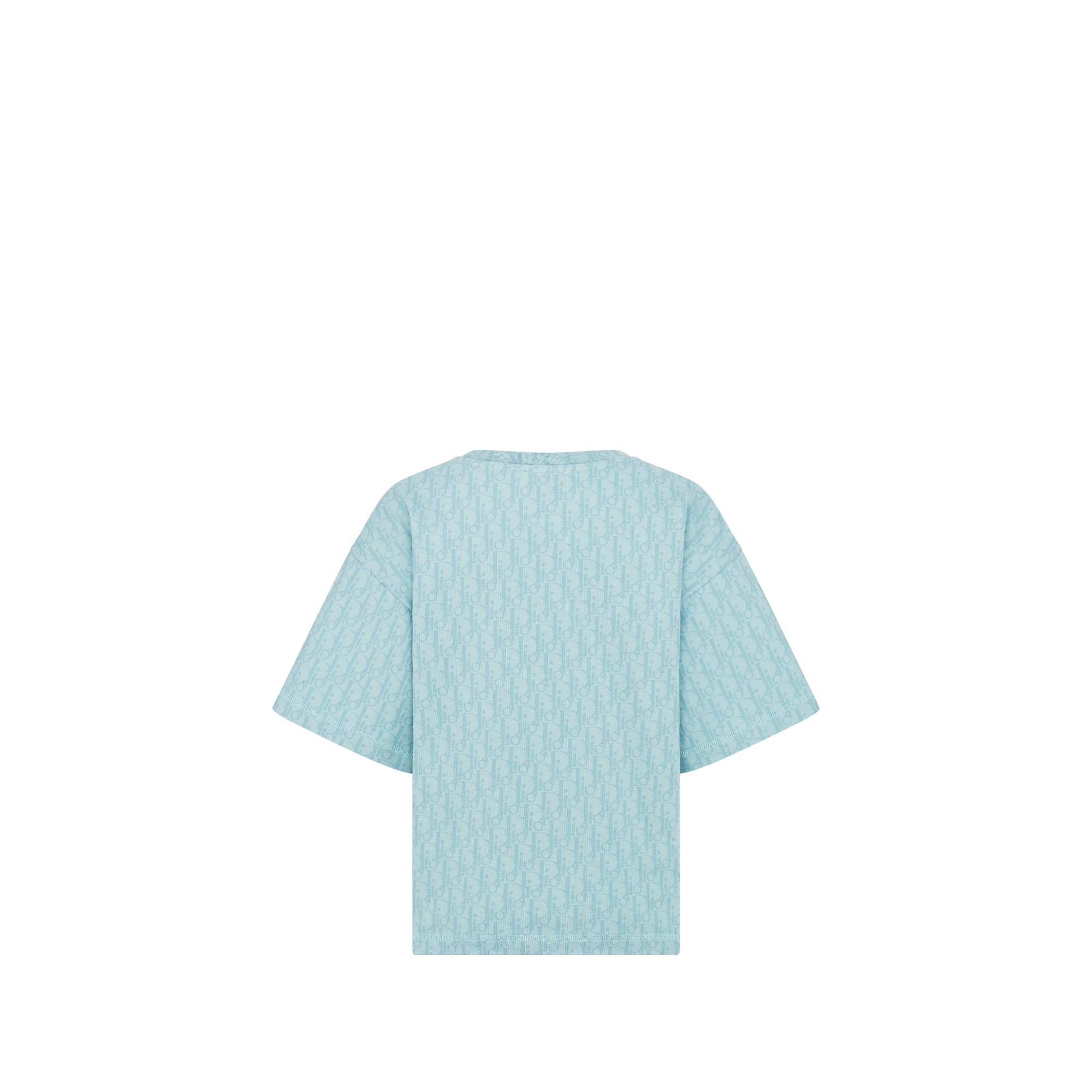 儿童 T 恤 水蓝色棉质混纺平纹针织面料 Oblique 印花 E08