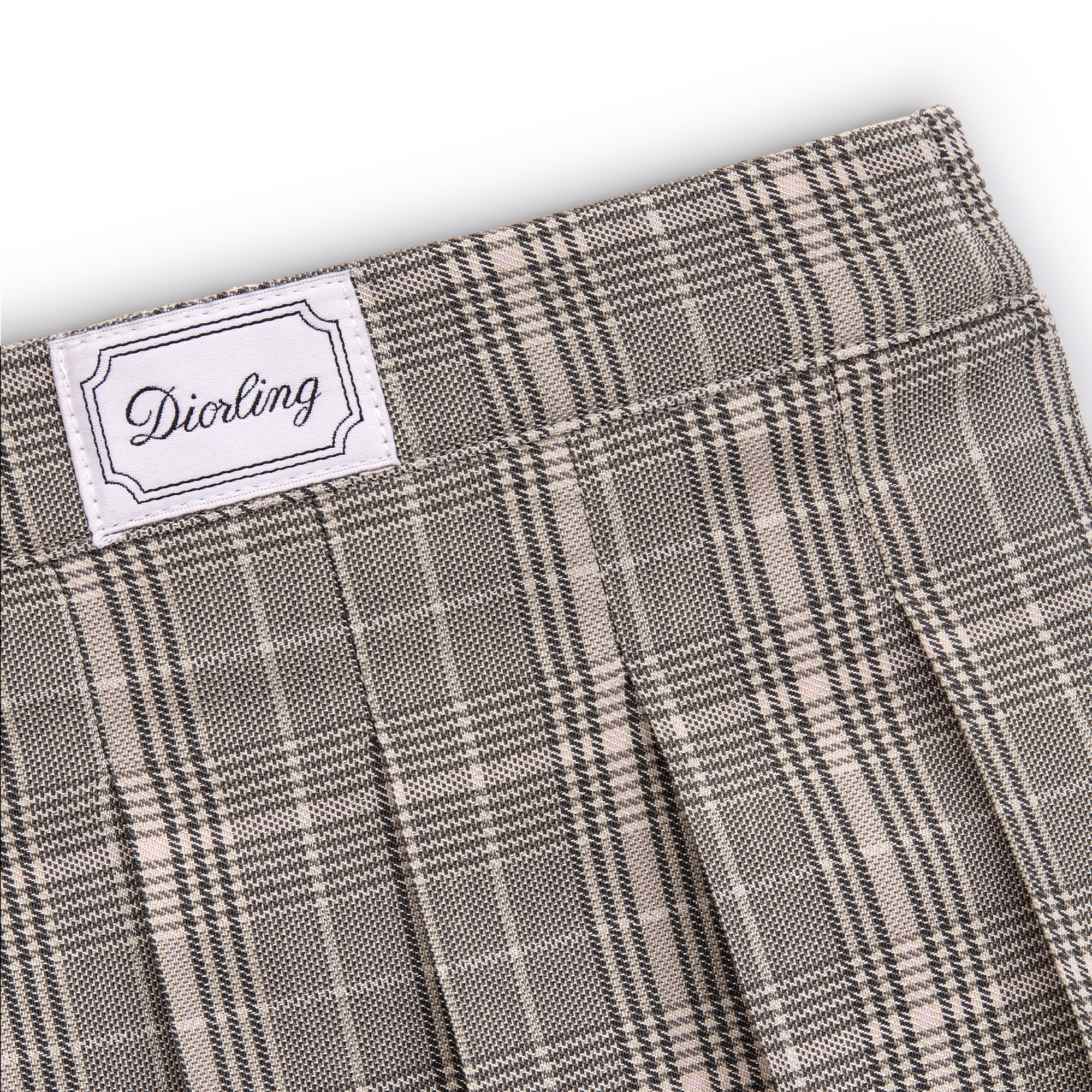 婴幼儿百褶裙 灰色、粉色和银色调绵羊毛混纺面料威尔士亲王格纹图案 E09