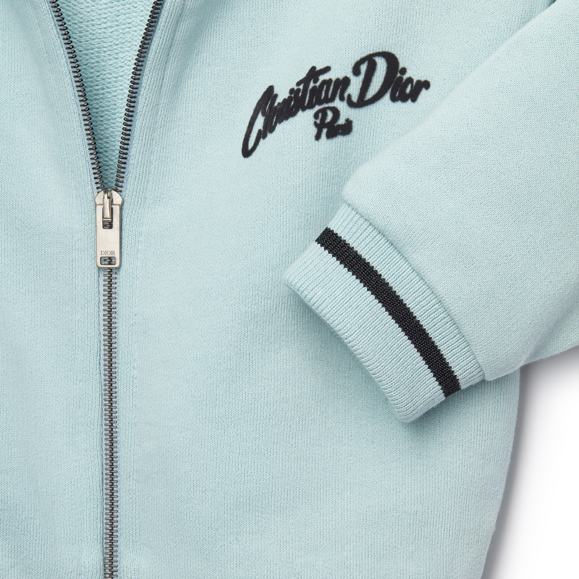 婴幼儿拉链连帽运动衫 水蓝色棉质起绒面料 E09