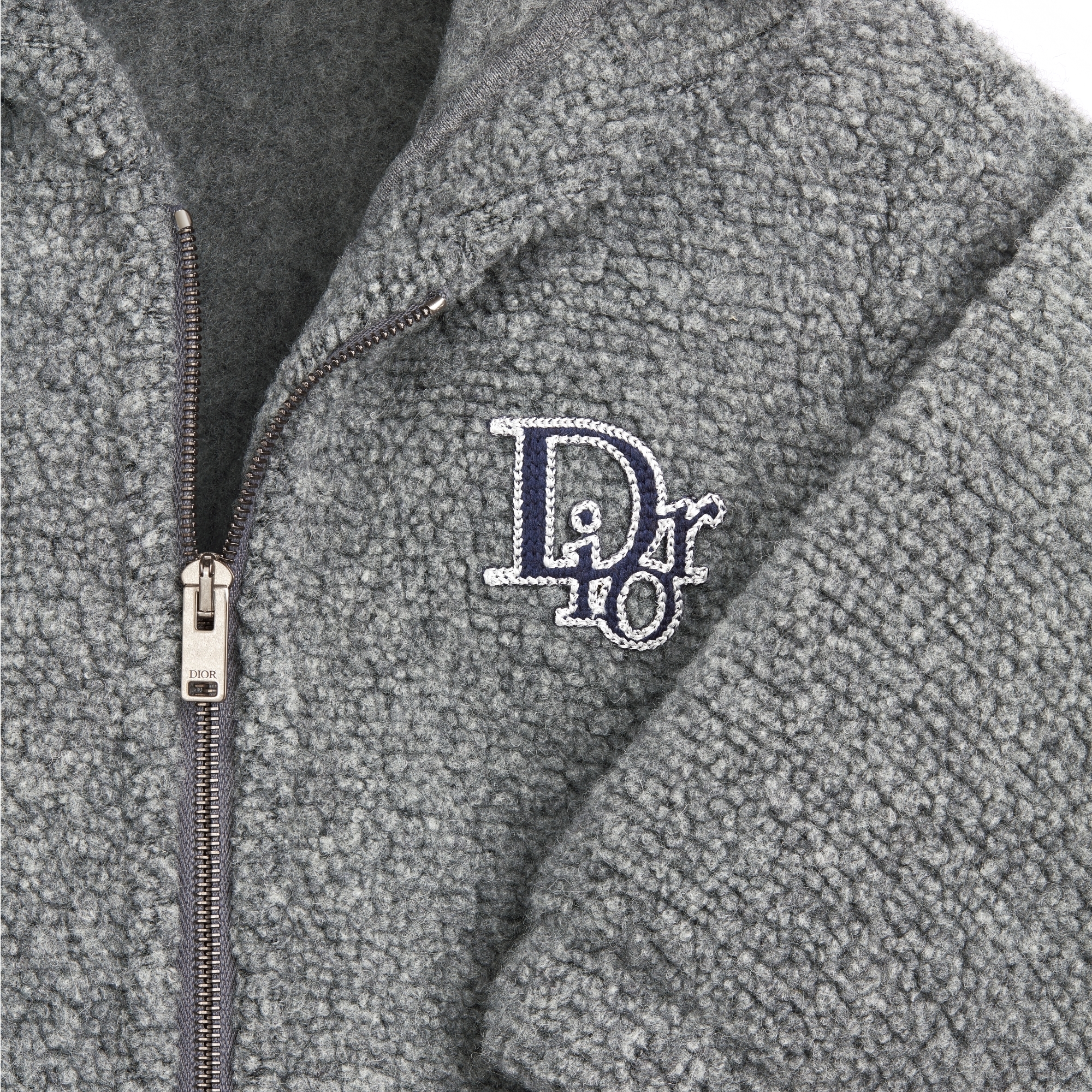 婴幼儿连帽夹克 灰色绵羊毛效果毛圈花式线混纺面料 E09