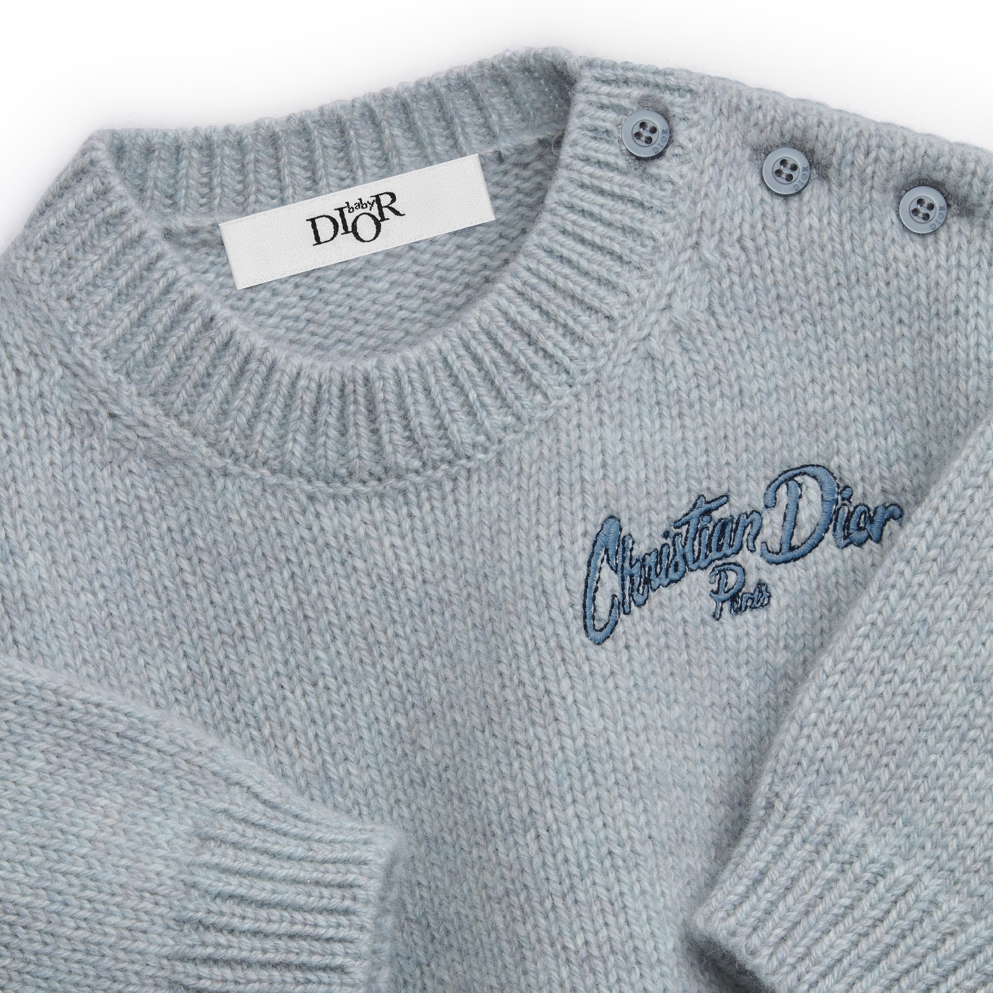 婴幼儿针织衫 蓝色和米色绵羊毛混纺针织面料 E09