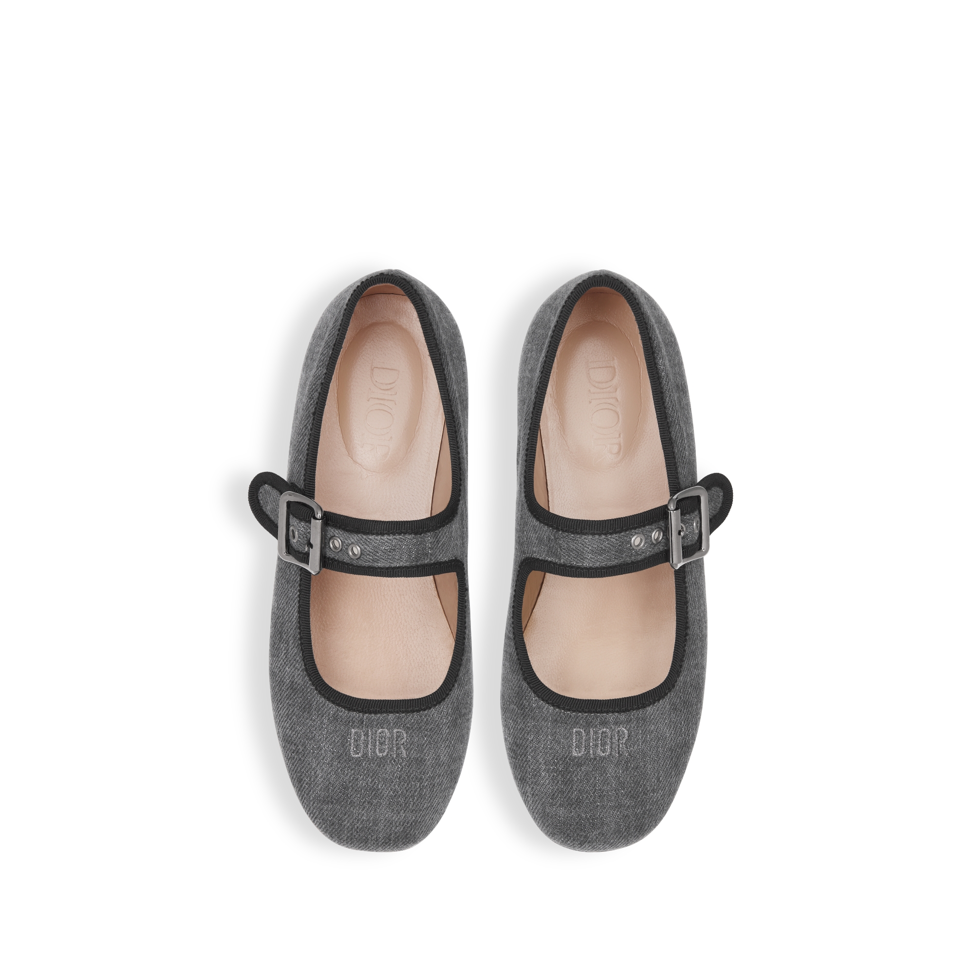 儿童芭蕾鞋 灰色棉质牛仔布格子图案 E06