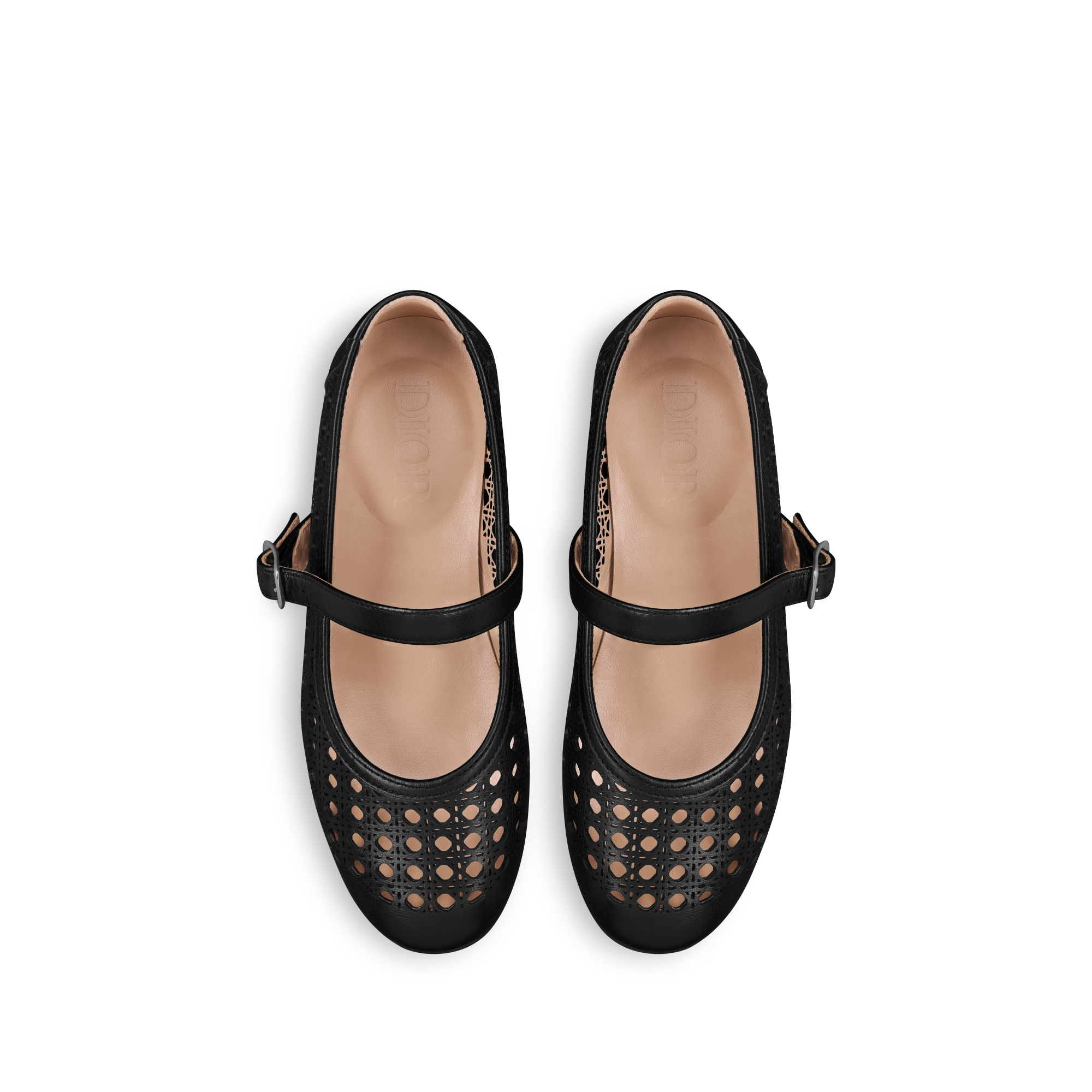 儿童芭蕾鞋 黑色镂空牛皮革藤格纹 E06