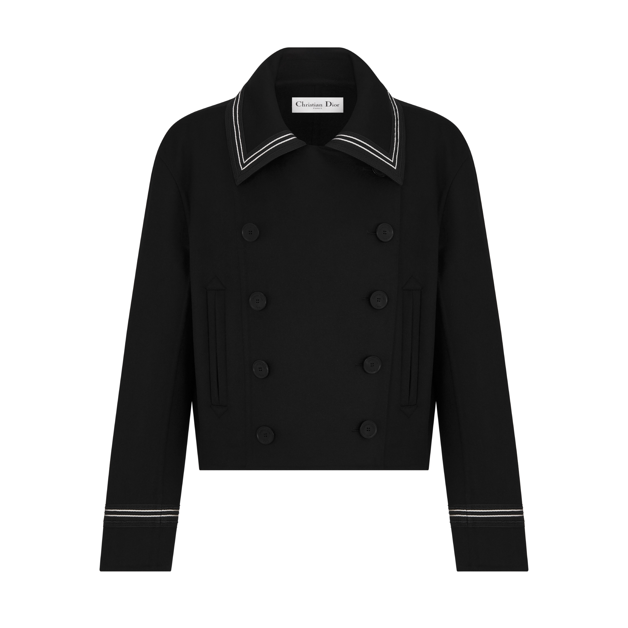 短款大衣 黑色双面绵羊毛混纺毛毡面料 E01