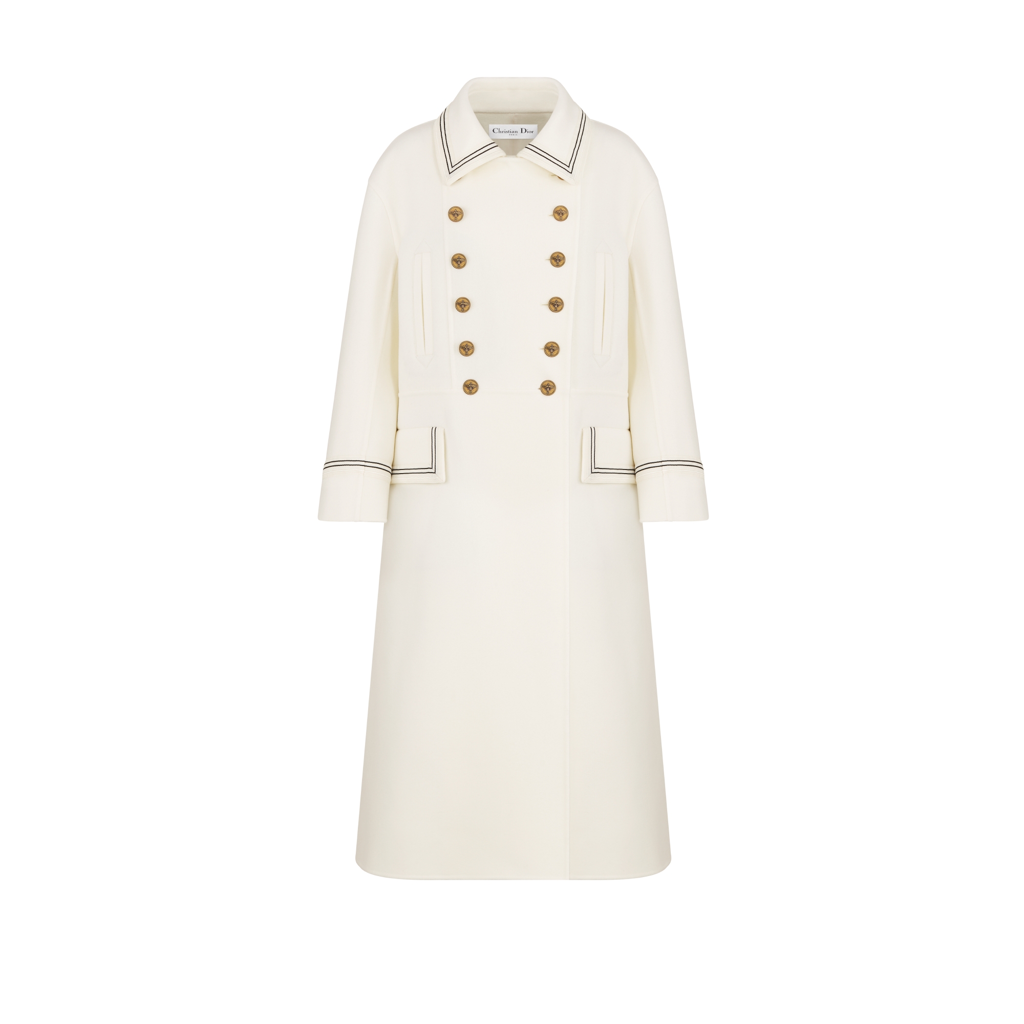 大衣 米白色双面绵羊毛混纺毛毡面料 E01