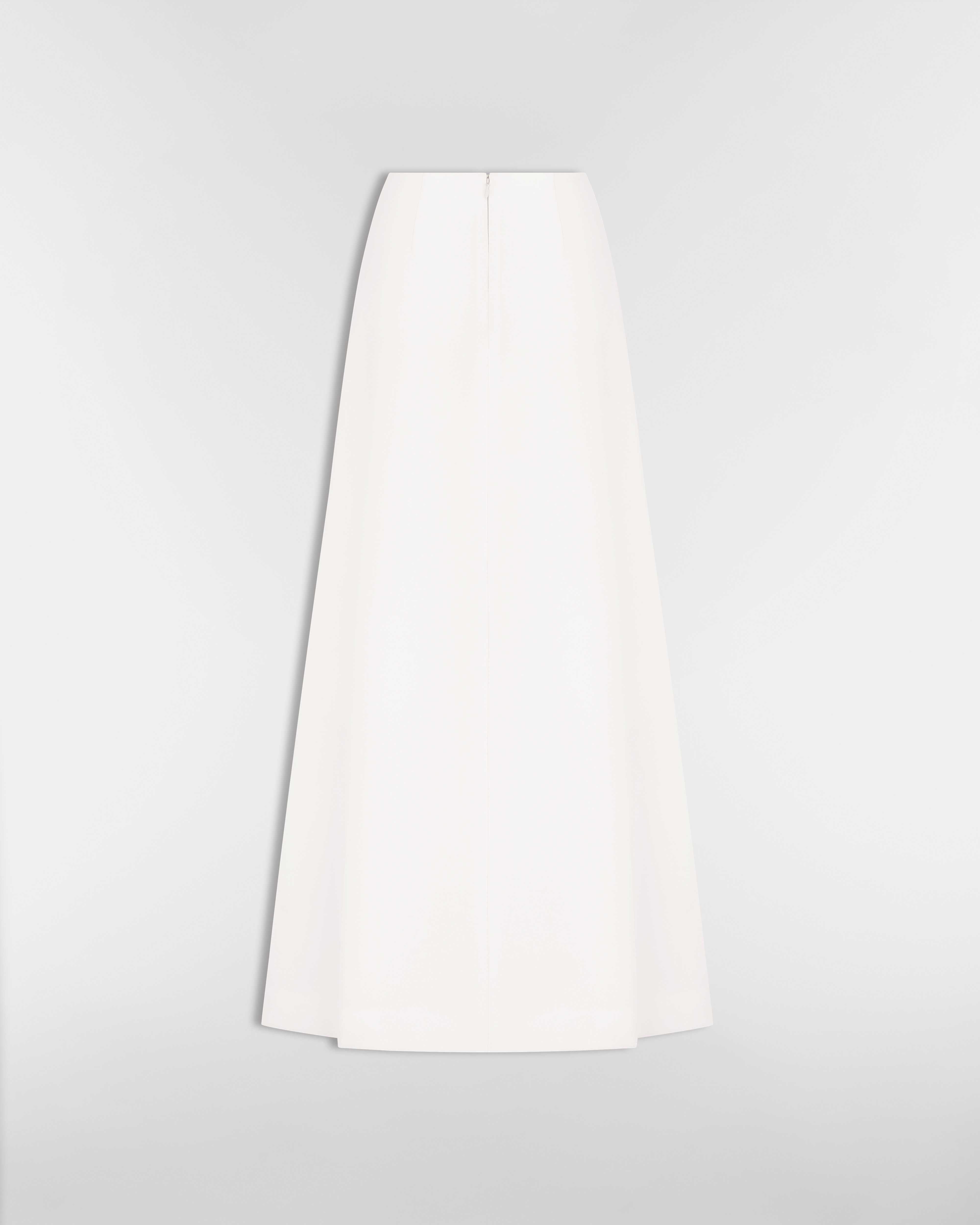 长款喇叭形半身裙 米白色绵羊毛面料 E08