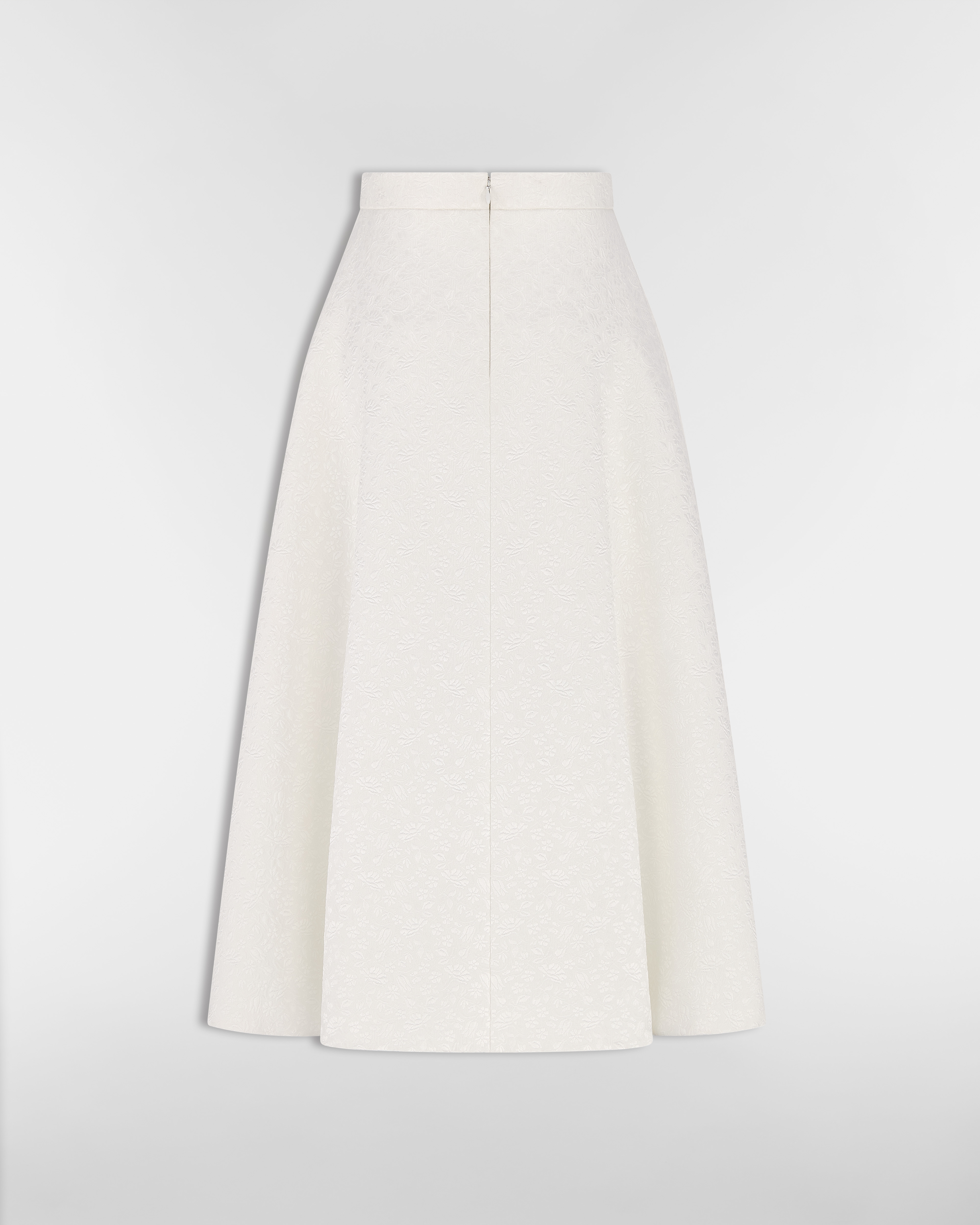 中长款喇叭形半身裙 米白色棉质和桑蚕丝混纺面料普罗旺斯风格绗缝 Millefiori 图案 E08