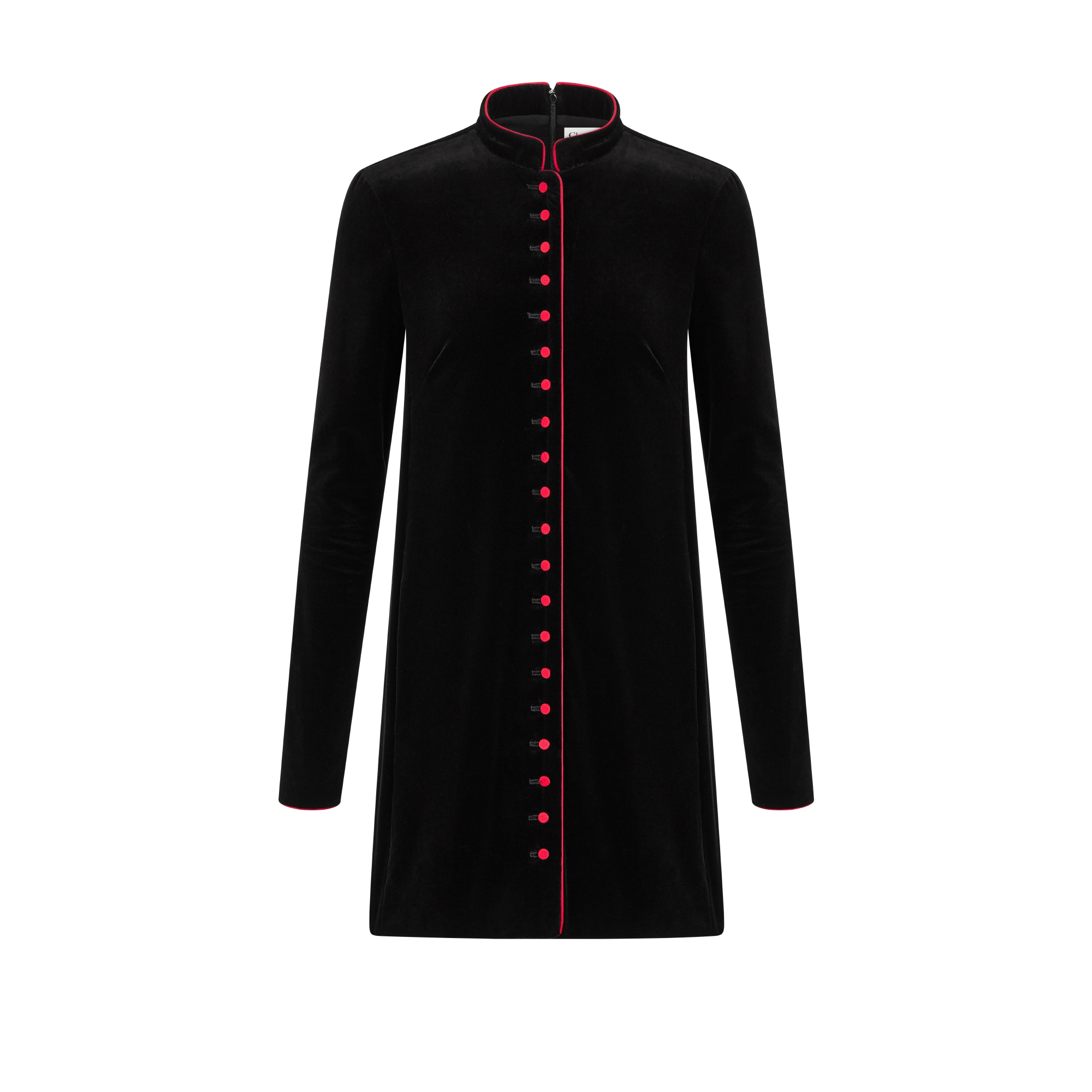 短款连衣裙 黑色棉质天鹅绒面料 E01