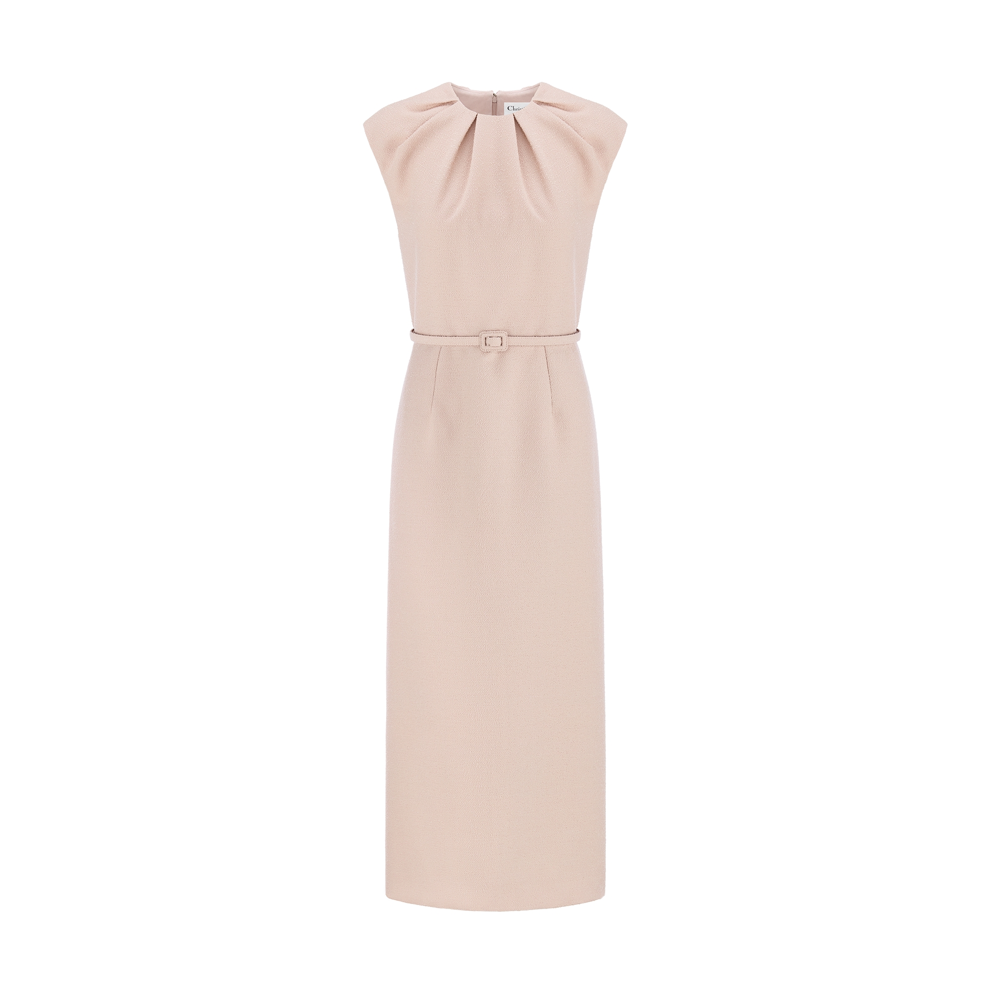  粉色绵羊毛混纺毛圈花式线面料搭配腰带