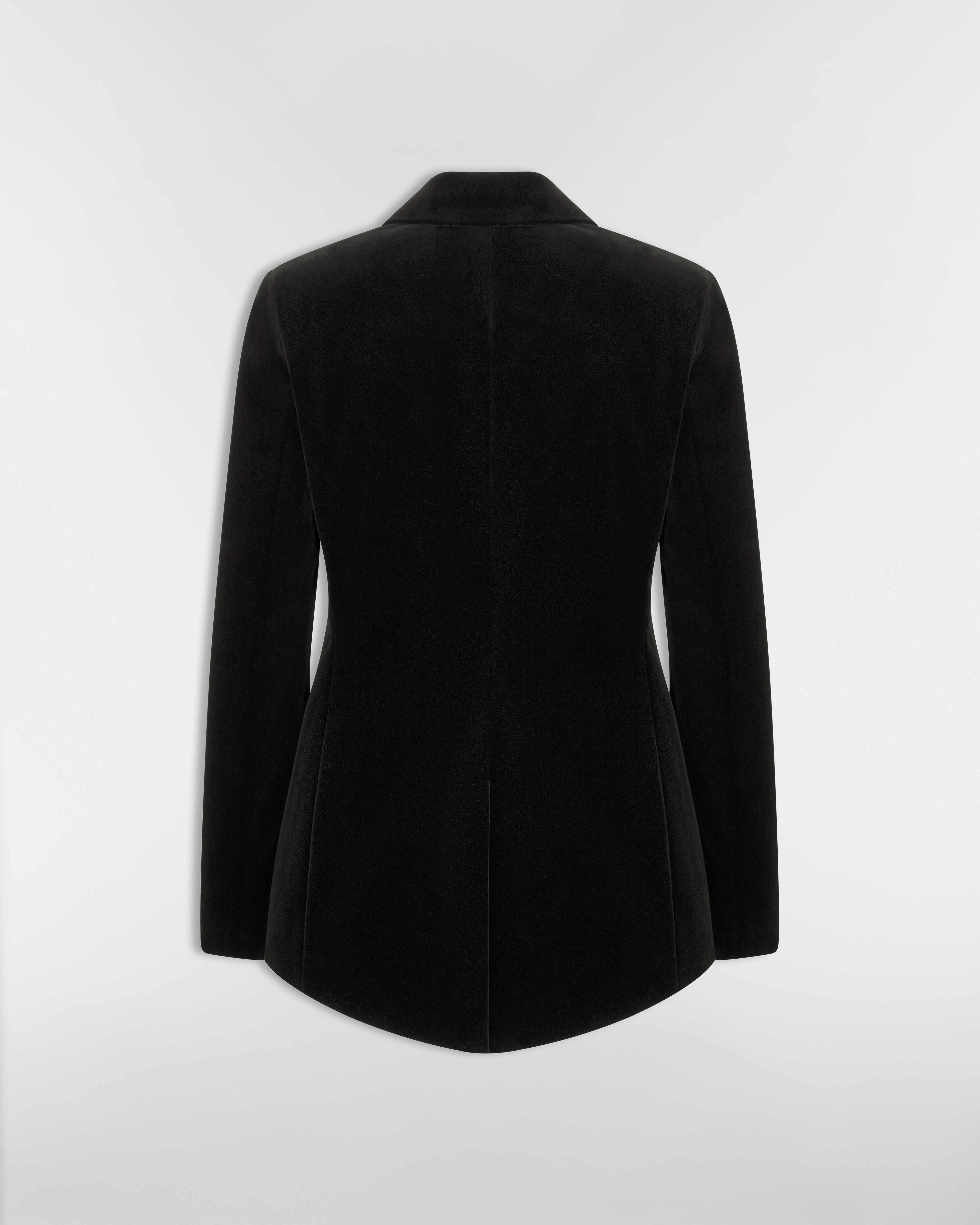 修身外套 黑色棉质天鹅绒面料 E08
