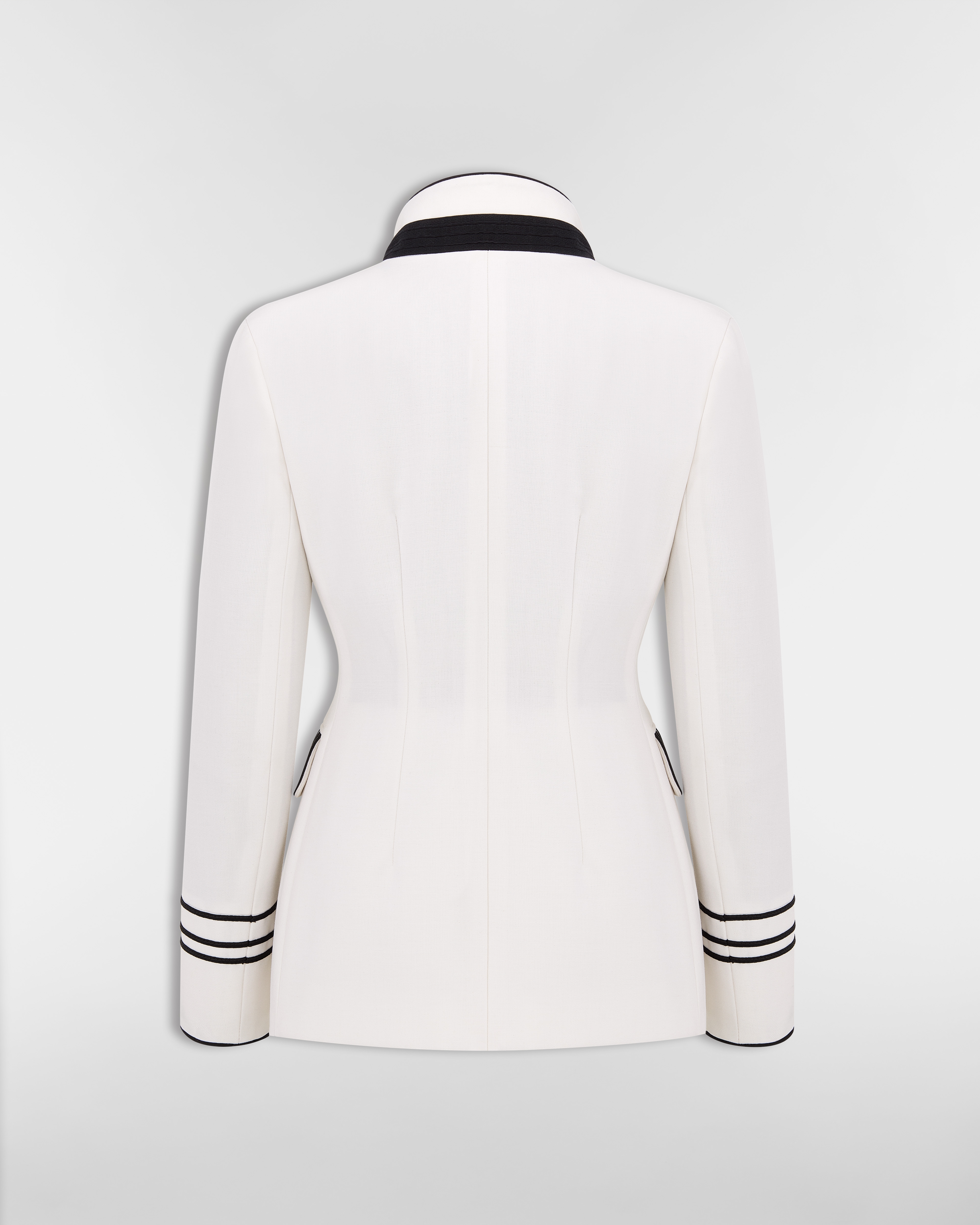 修身西装外套 米白色绵羊毛和马海毛混纺面料搭配可拆卸背心 E08