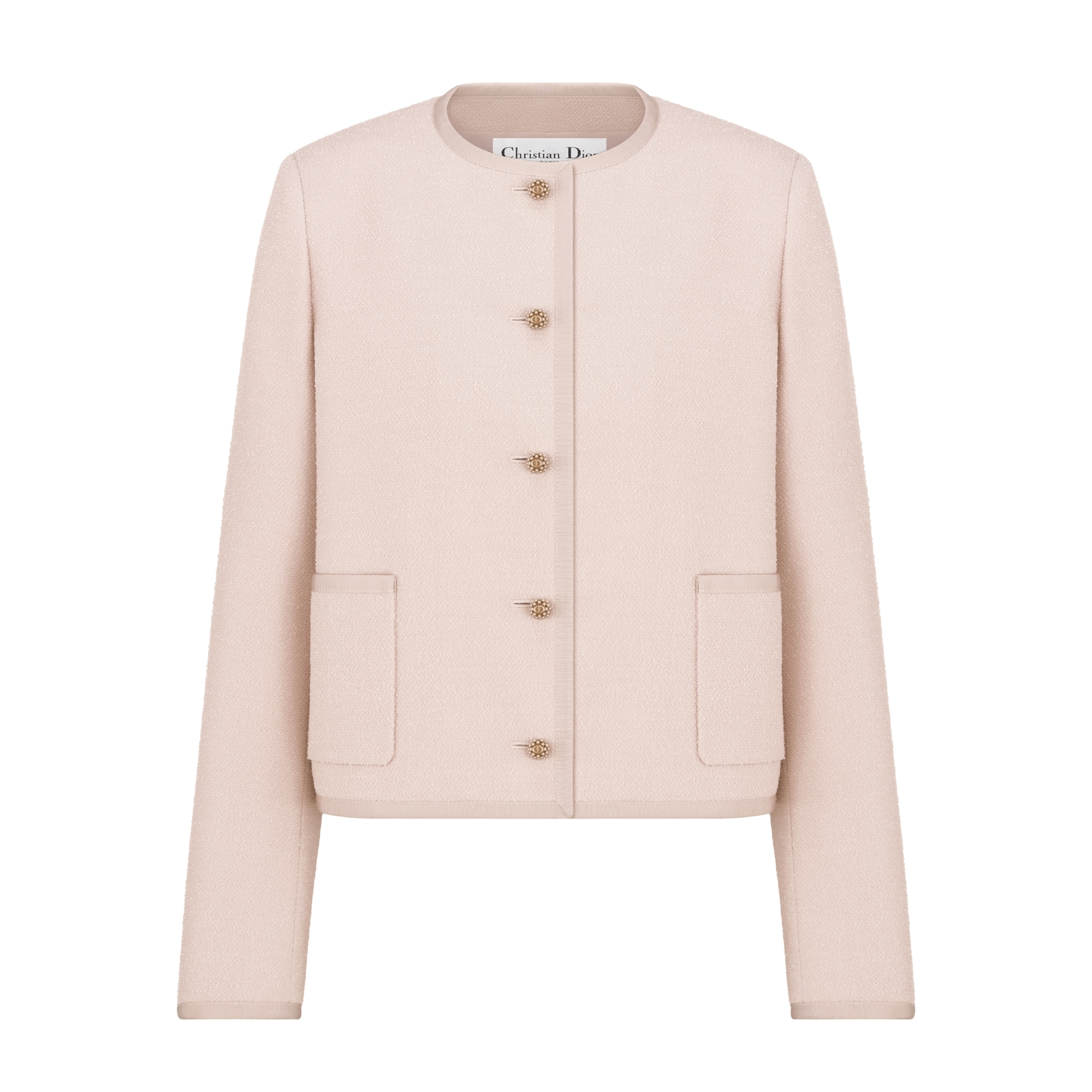 短款外套 粉色绵羊毛混纺毛圈花式线面料 E01