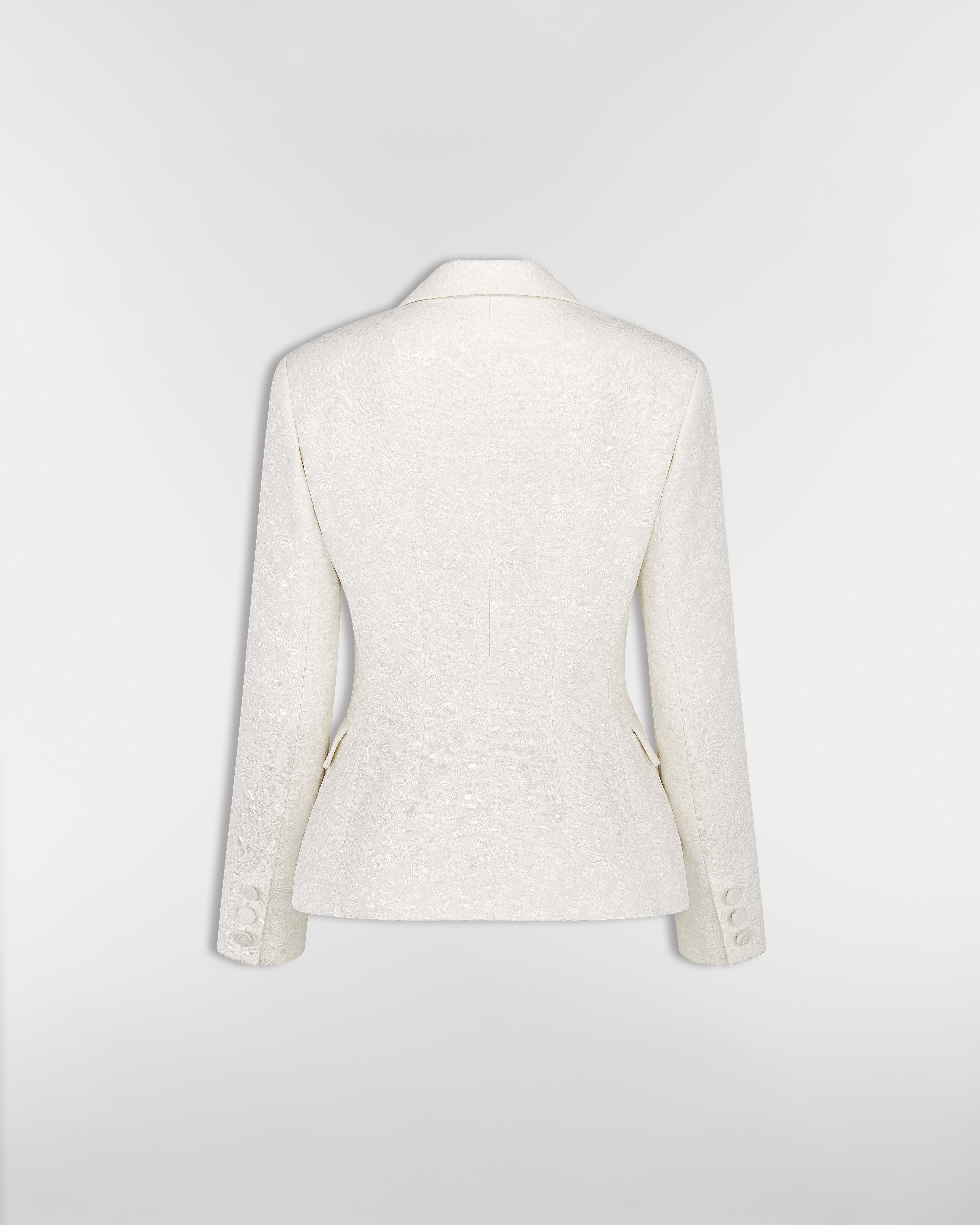 修身西装外套 米白色棉质和桑蚕丝混纺面料普罗旺斯风格绗缝 Millefiori 图案 E08