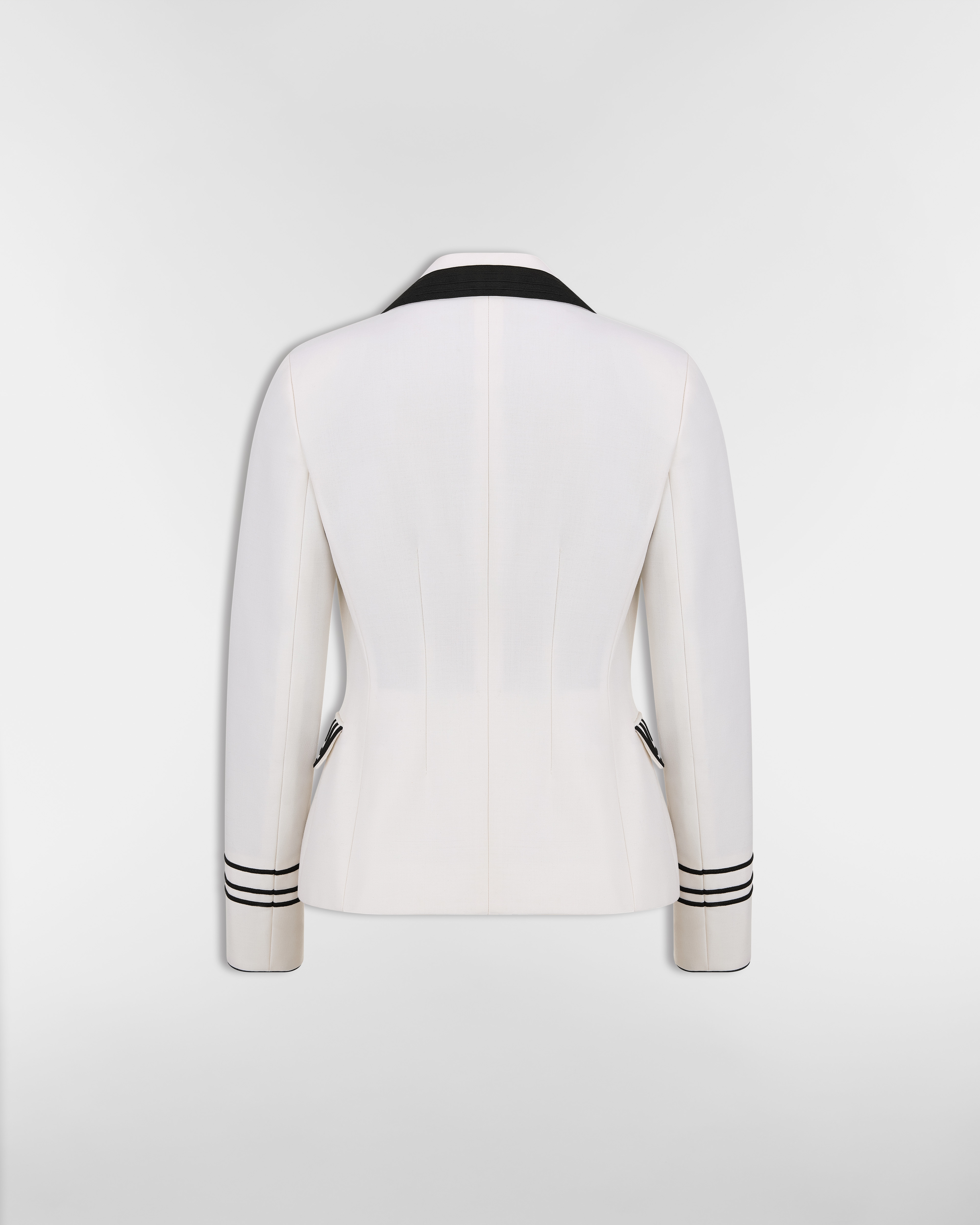 修身西装外套 米白色绵羊毛和马海毛混纺面料 E08