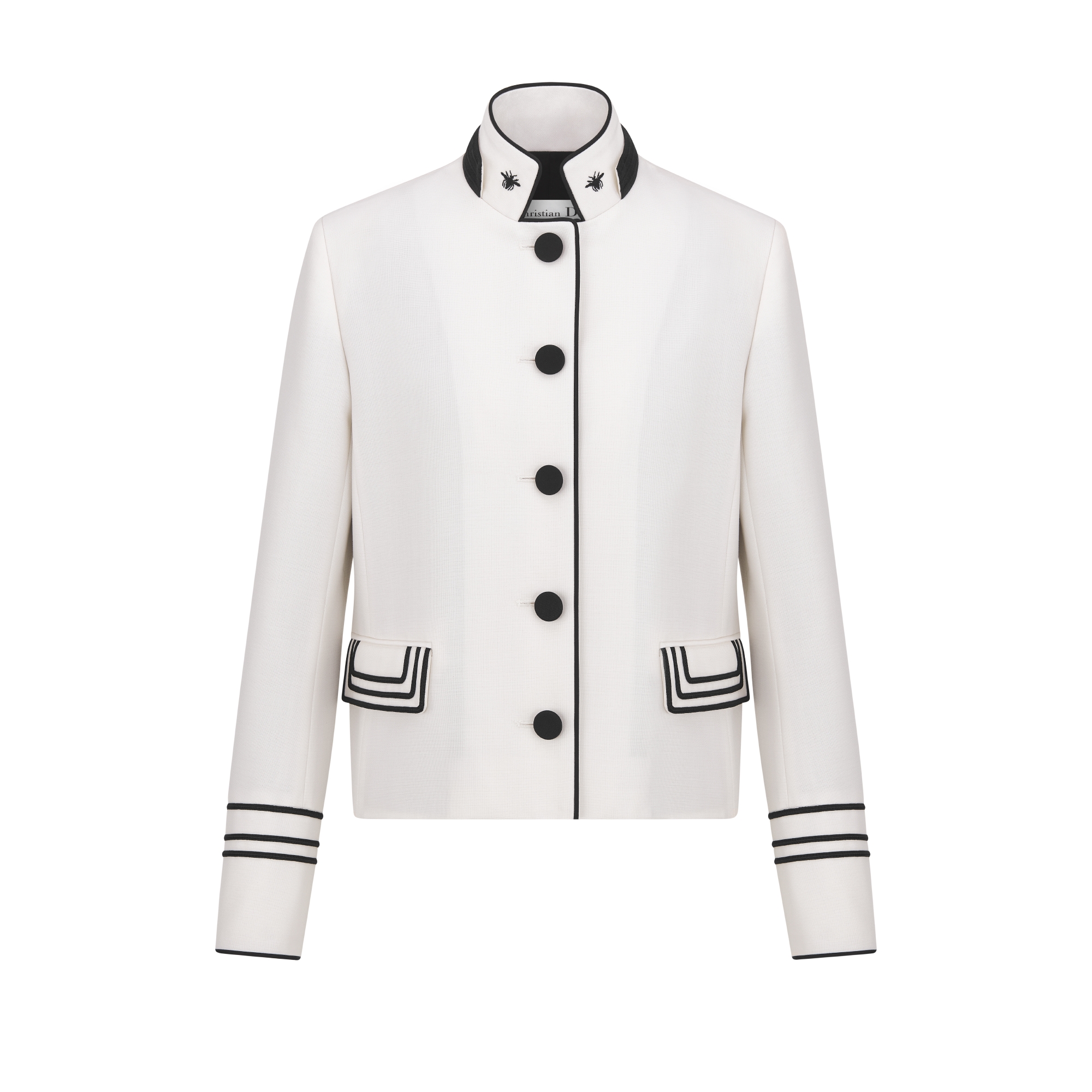 短款外套 米白色绵羊毛和马海毛混纺面料 E01