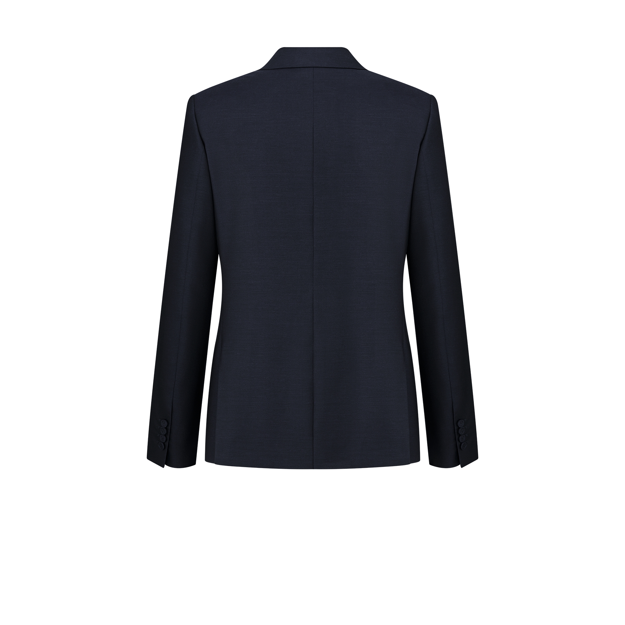 单西 蓝色绵羊毛混纺提花面料搭配缎面细节 E08