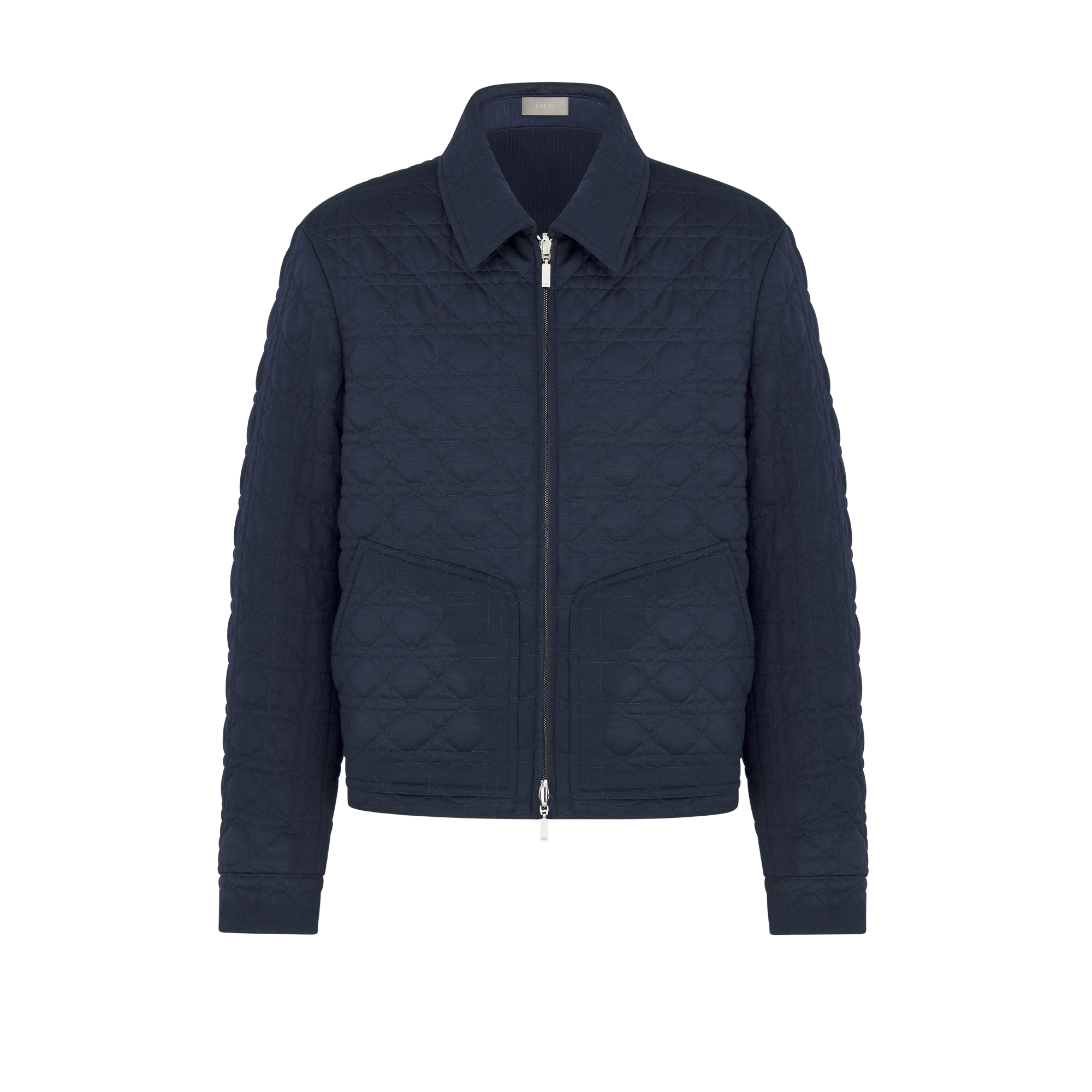 双面拉链夹克 蓝色绵羊毛面料条纹和藤格纹图案 E10