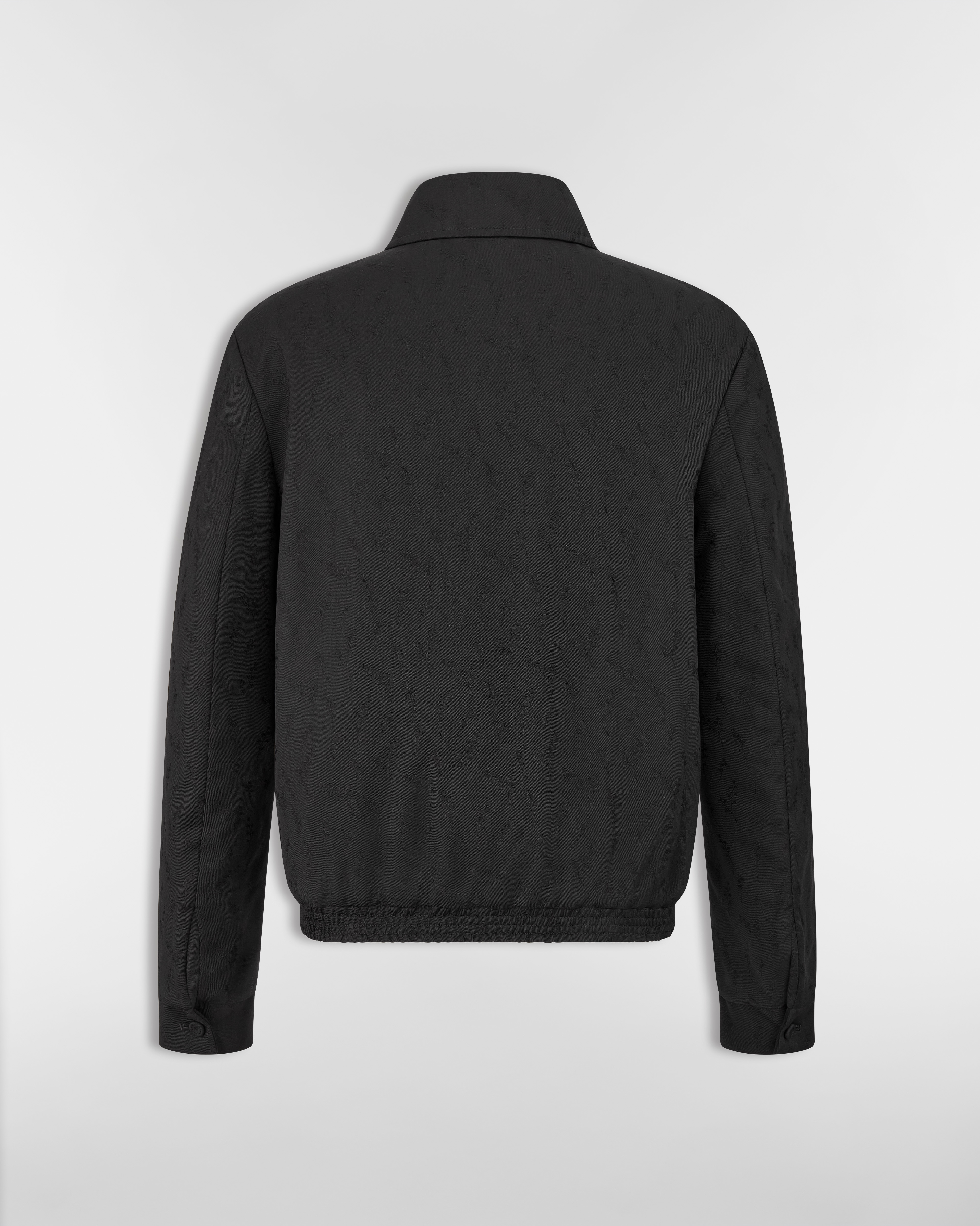 双面拉链夹克 灰色绵羊毛混纺提花面料铃兰图案 E08