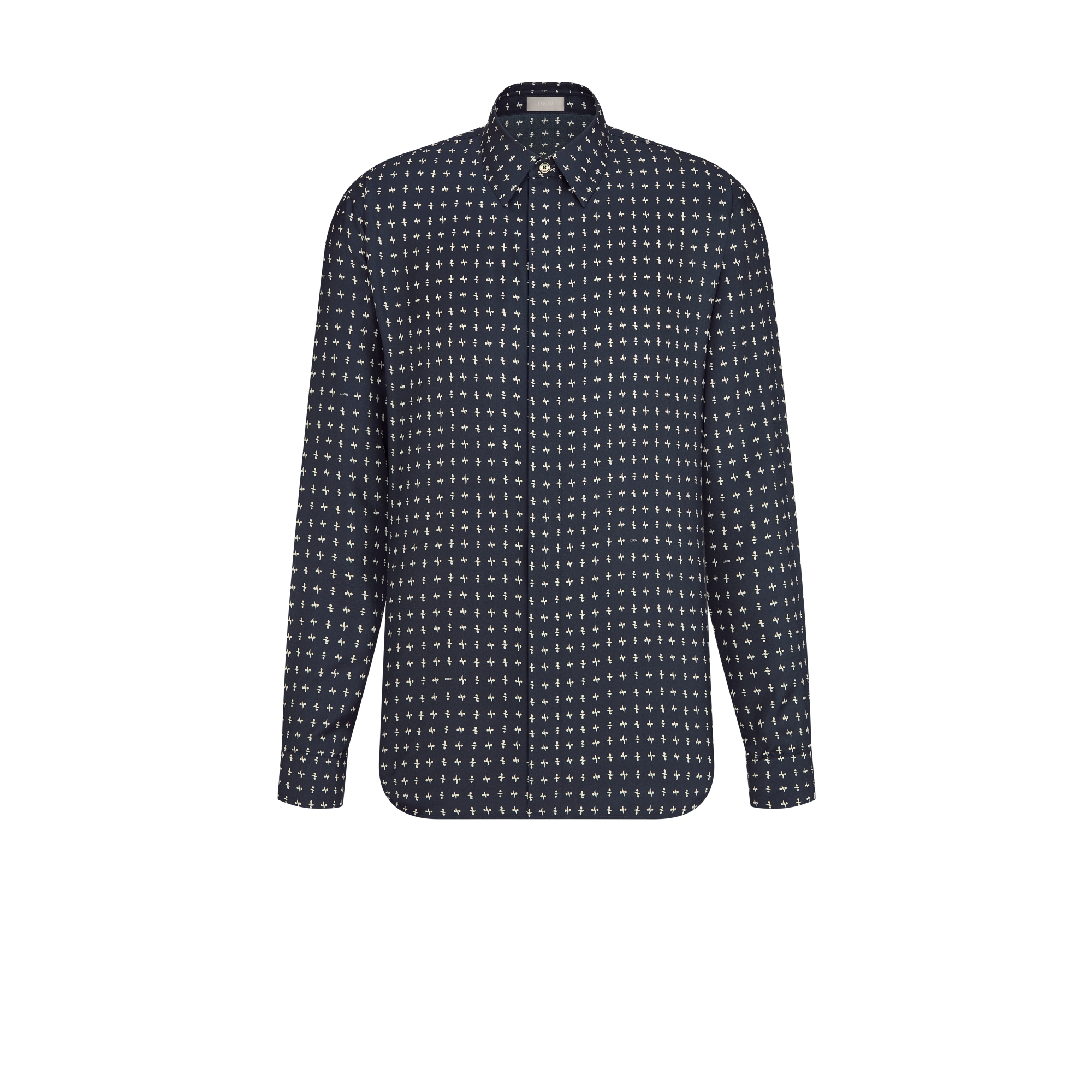 衬衫 蓝色桑蚕丝斜纹面料 Monsieur Dior 图案 E01