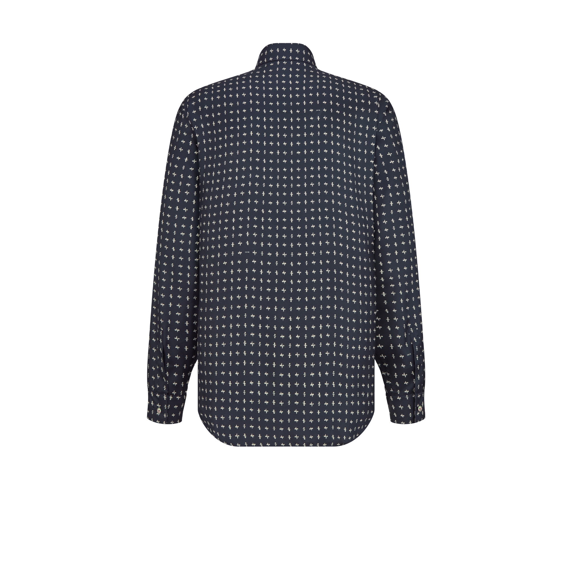 衬衫 蓝色桑蚕丝斜纹面料 Monsieur Dior 图案 E08