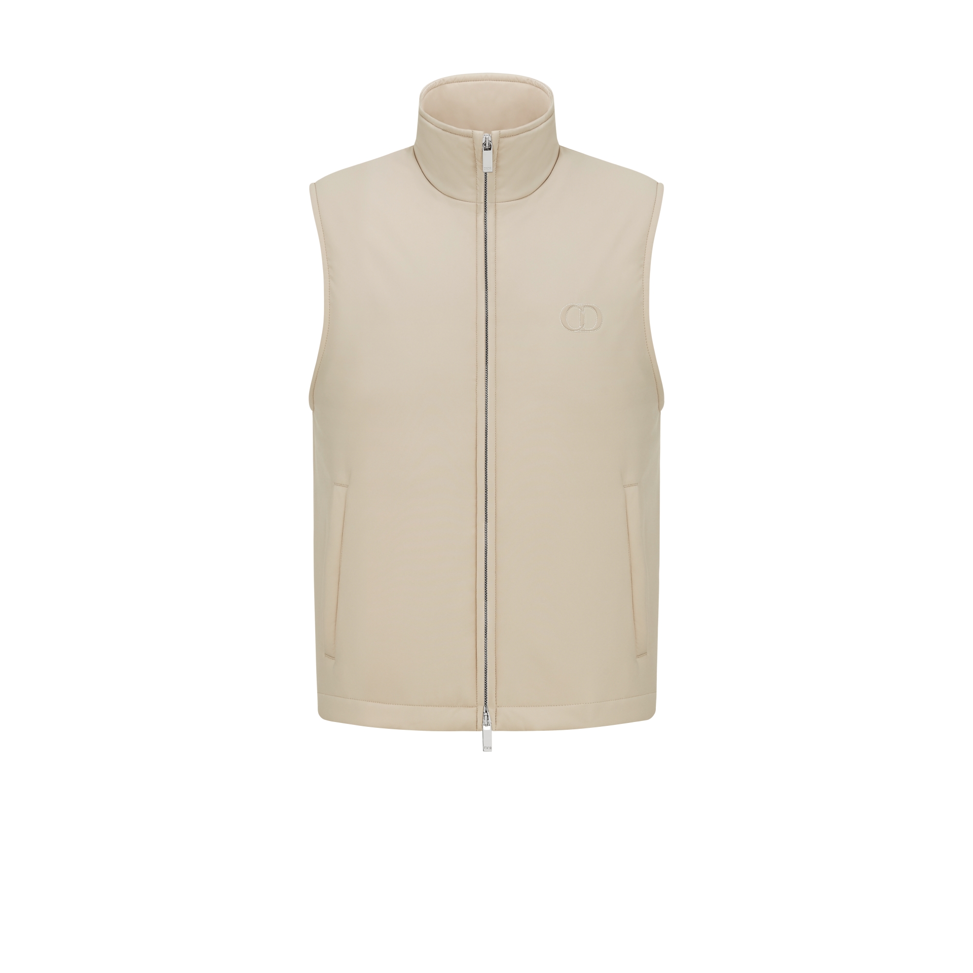 拉链背心 米色科技面料 CD Icon 刺绣 E01