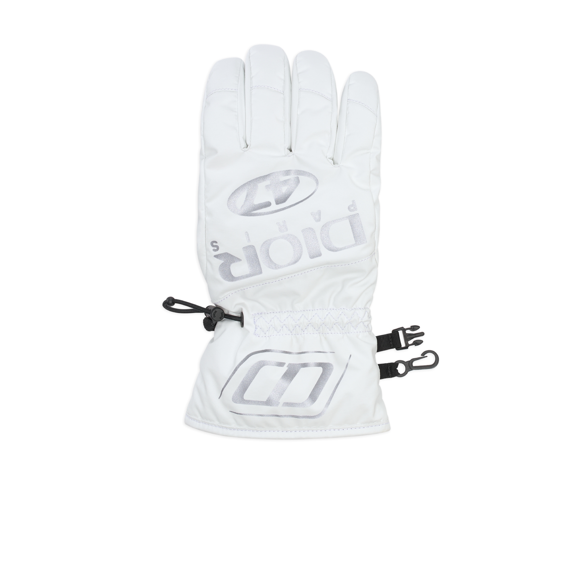 DIOR AND DESCENTE 滑雪手套 白色和灰色科技面料 E06