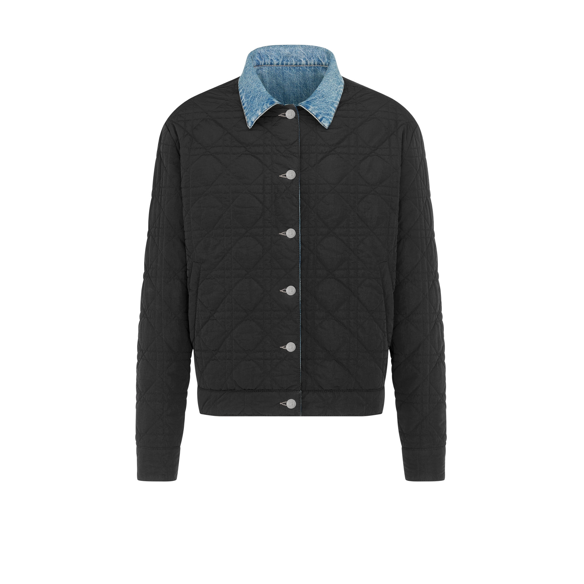 双面牛仔夹克 蓝色棉质斜纹面料藤格纹 E10